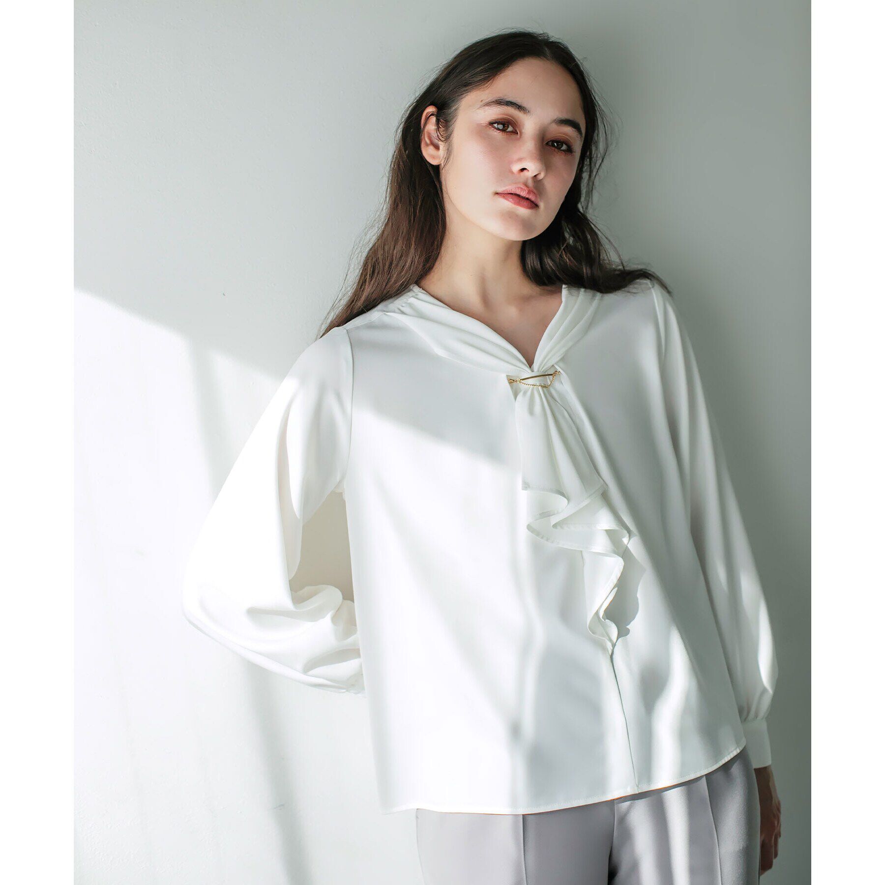 index「ストレッチラッフルボウタイブラウス【洗濯機洗い可/防シワ】」|シャツ・ブラウス|