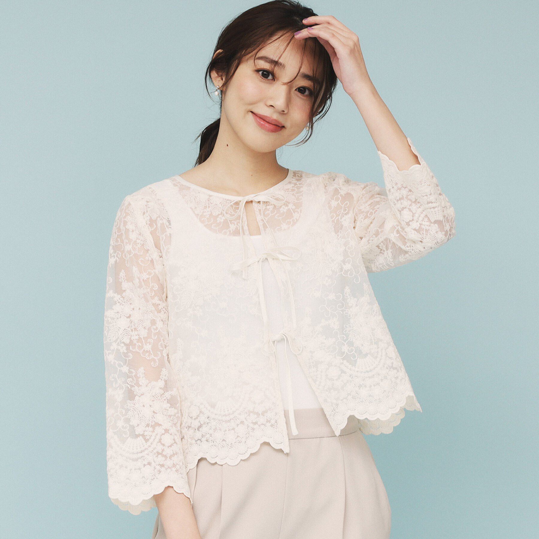 index「刺繍リボンシアーブラウス【洗濯機洗い可】」|シャツ・ブラウス|