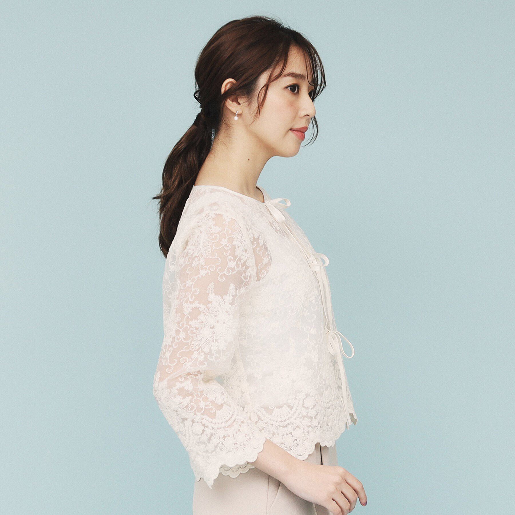 index「刺繍リボンシアーブラウス【洗濯機洗い可】」|シャツ・ブラウス|