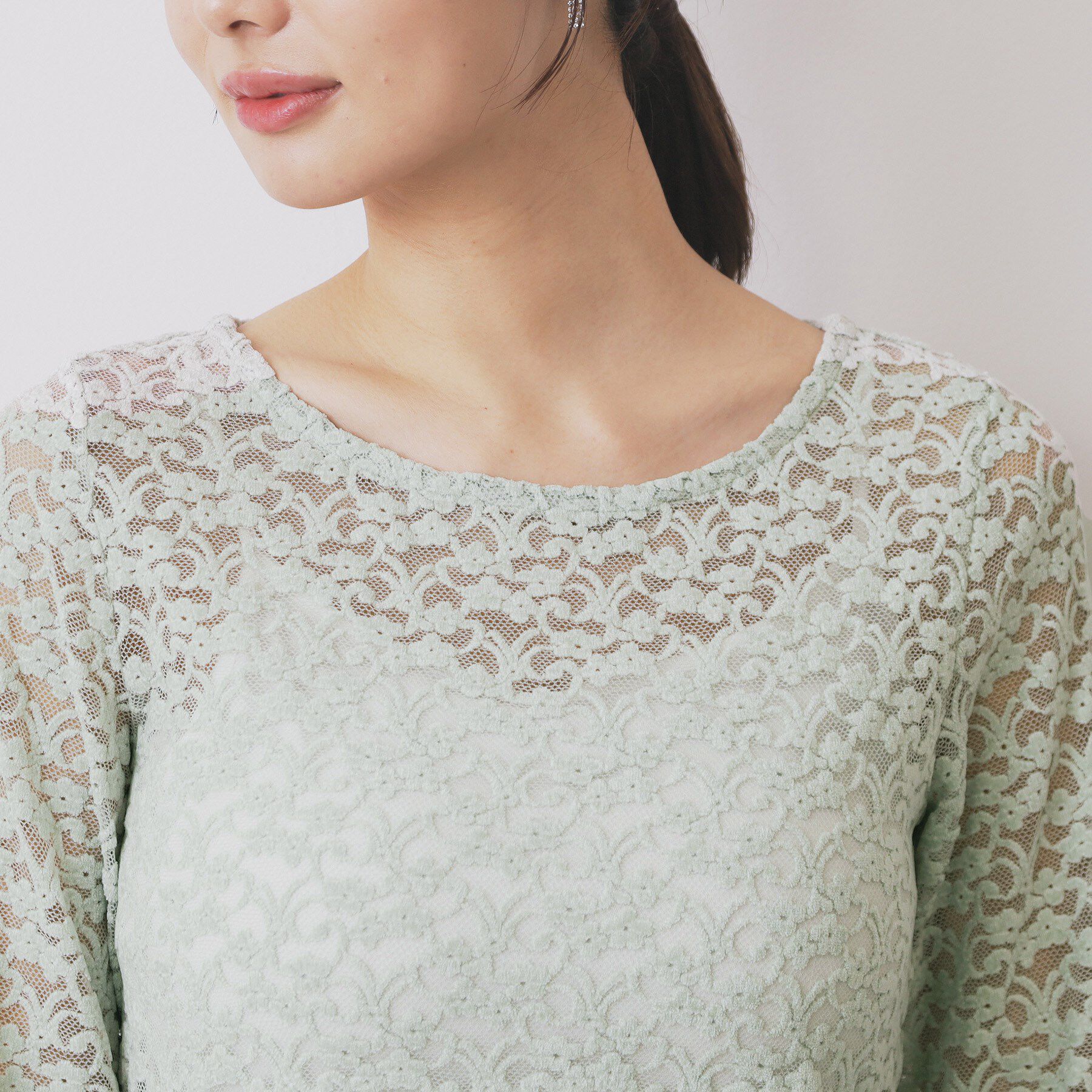 index「モールレースシアートップス【洗濯機OK】」|Tシャツ・カットソー|