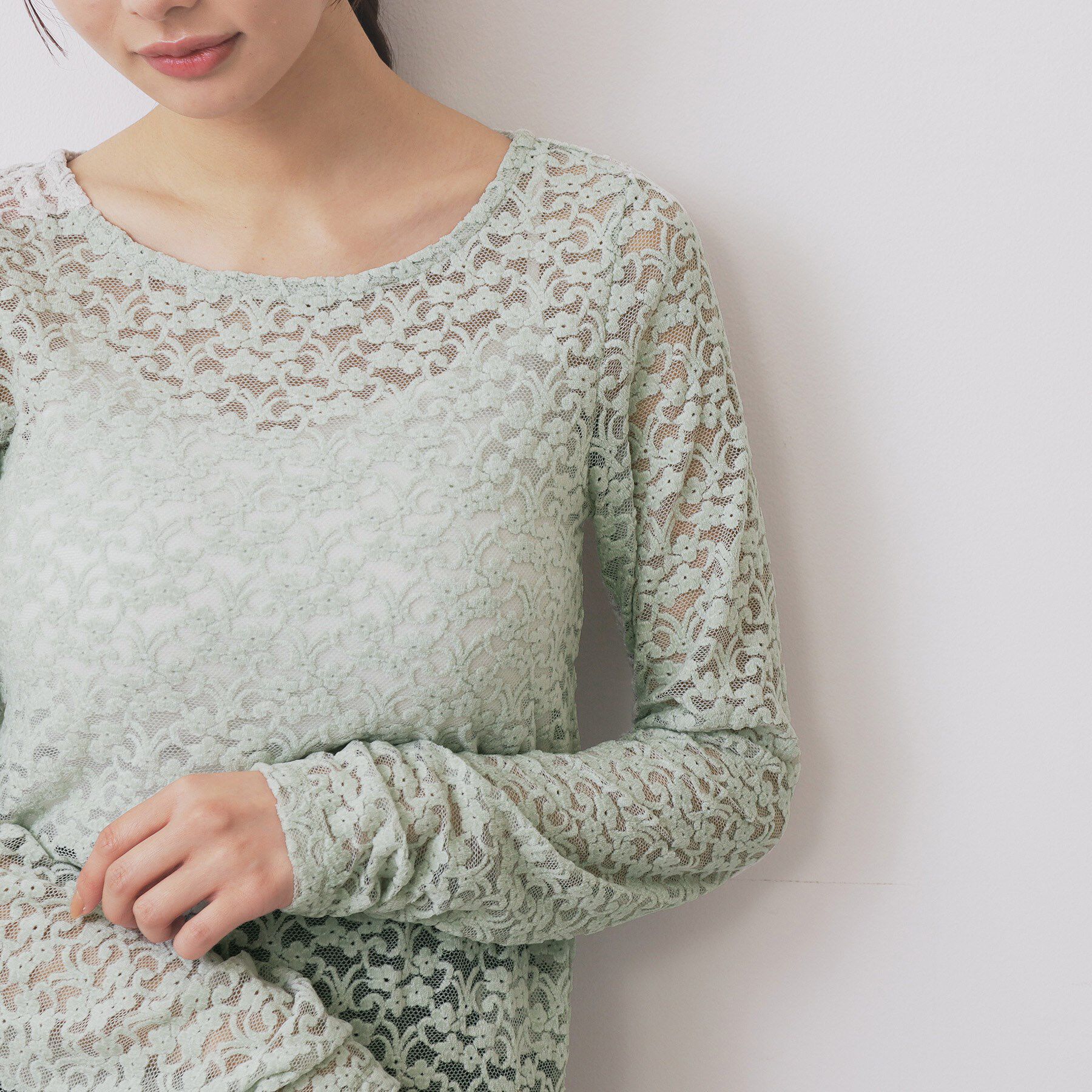 index「モールレースシアートップス【洗濯機OK】」|Tシャツ・カットソー|