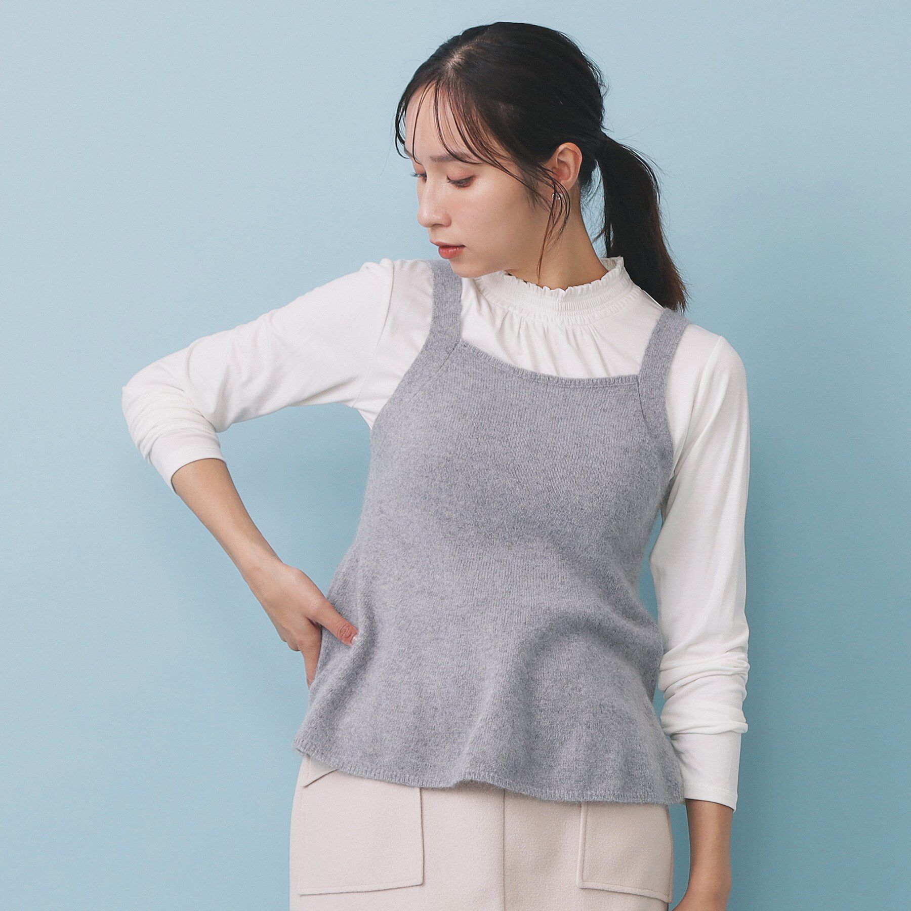 index「ペプラムニットキャミソール/アンサンブル対応【洗える】」|キャミソール|