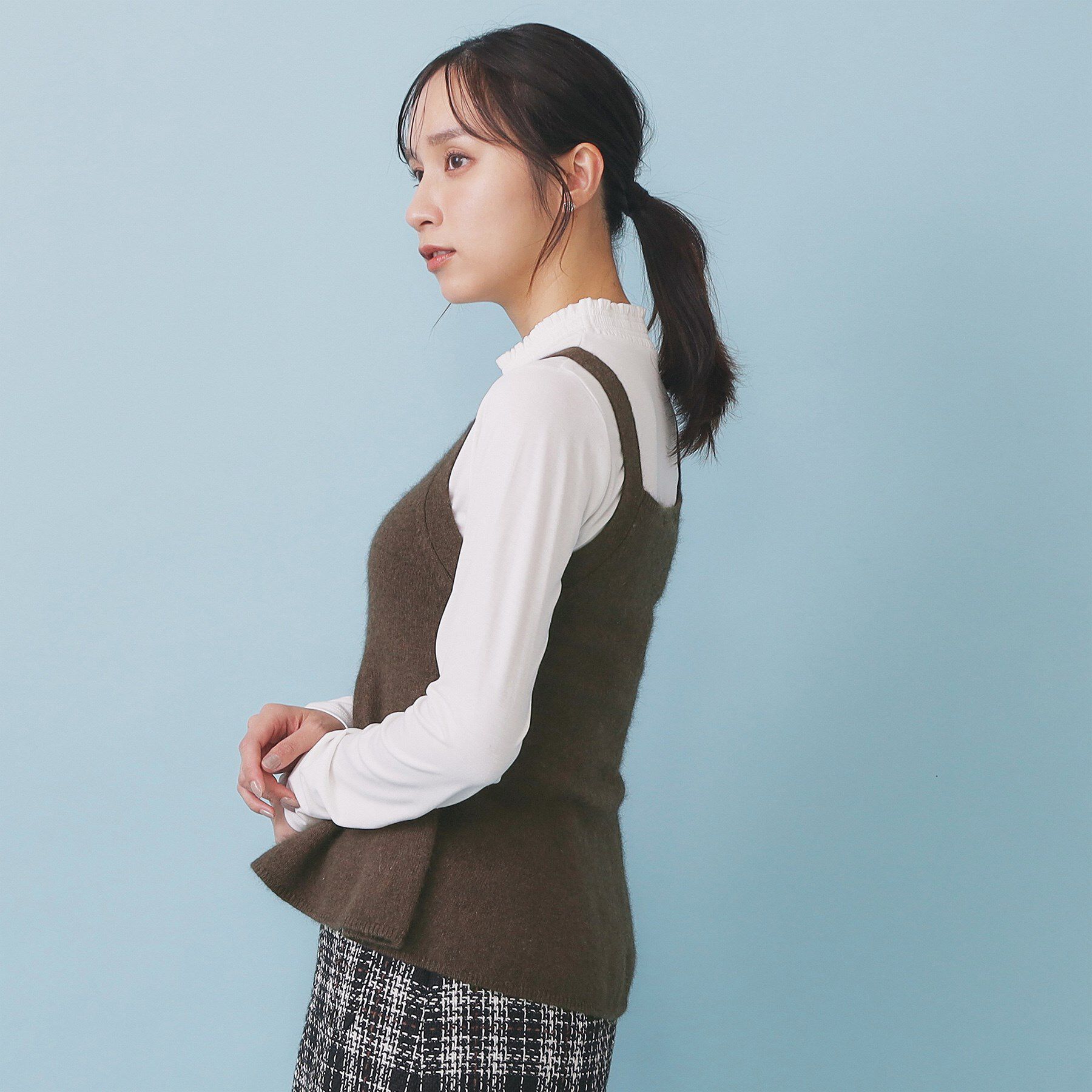 index「ペプラムニットキャミソール/アンサンブル対応【洗える】」|キャミソール|