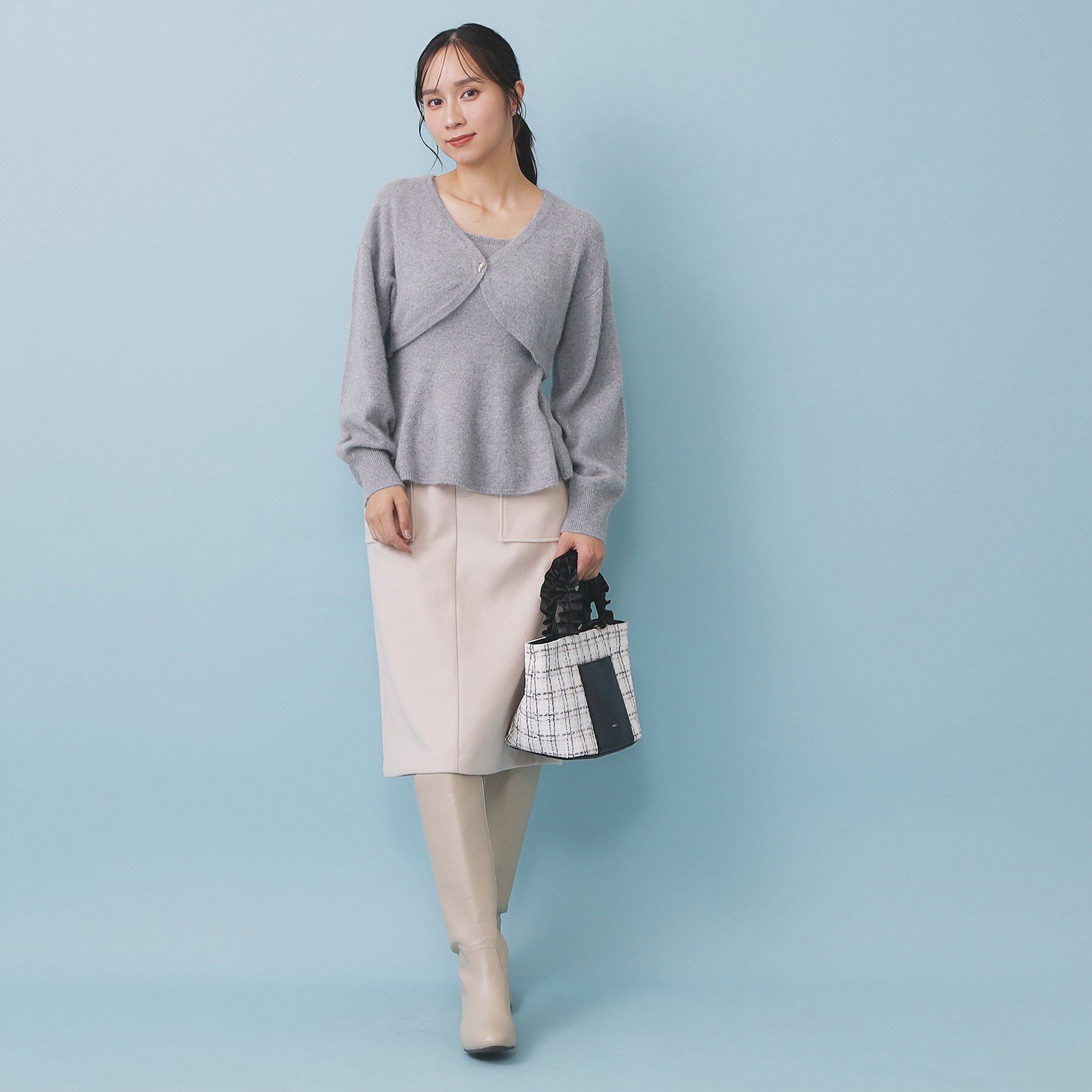 index「ハート釦ニットボレロ/アンサンブル対応【洗える】」|カーディガン|