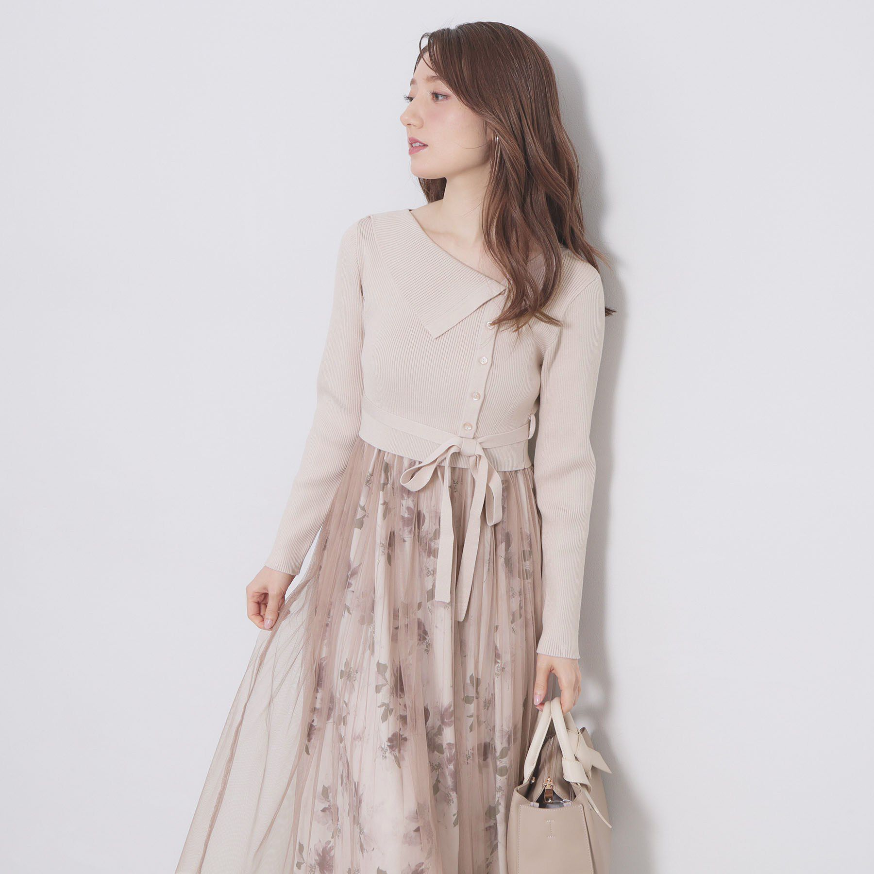 index「ドッキングニットワンピース【洗濯機OK/抗ピル】」|ワンピース|グレージュ(550)