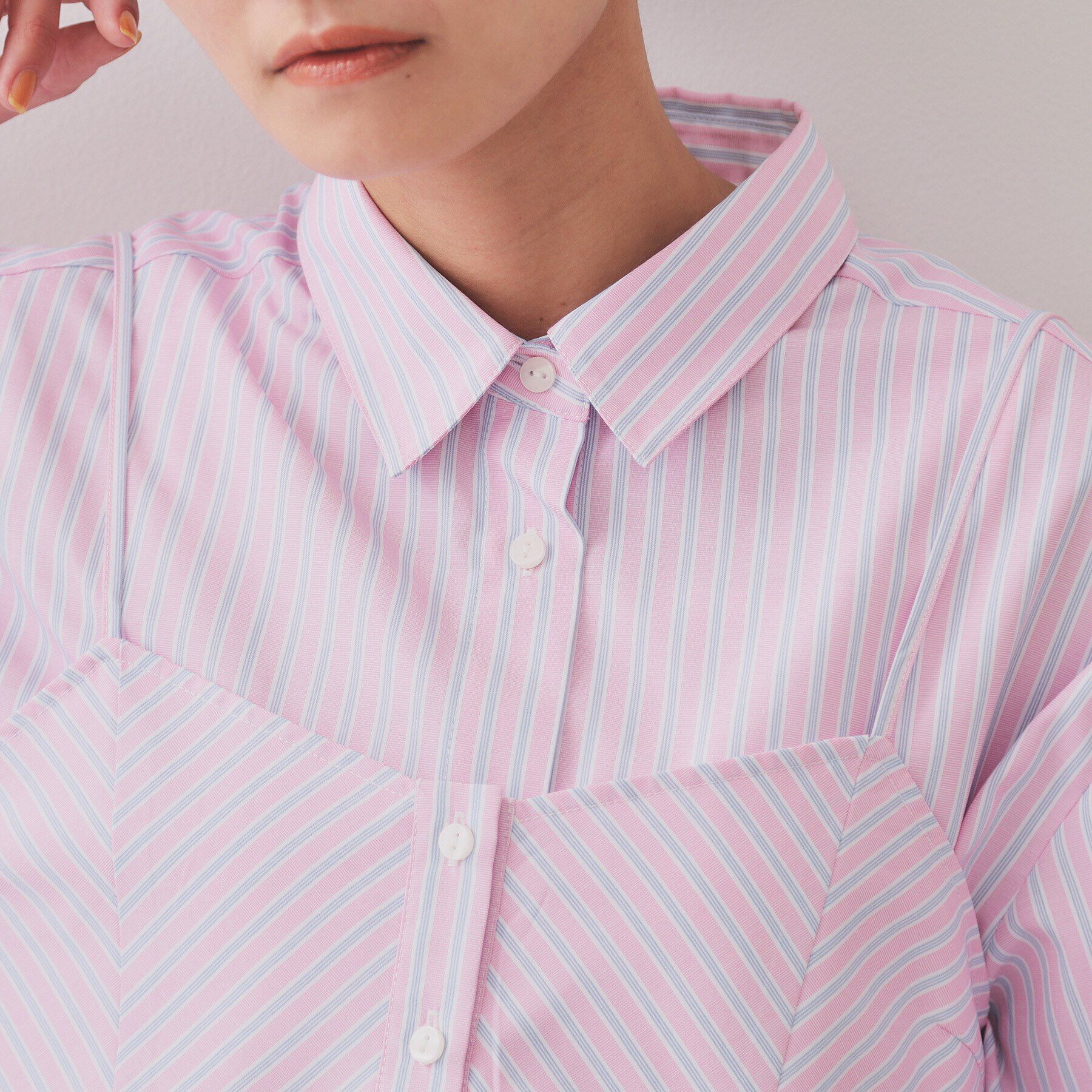 OPAQUE.CLIP「《andGIRL掲載》ストライプビスチェセットシャツ【洗濯機洗い可）】」|シャツ・ブラウス|