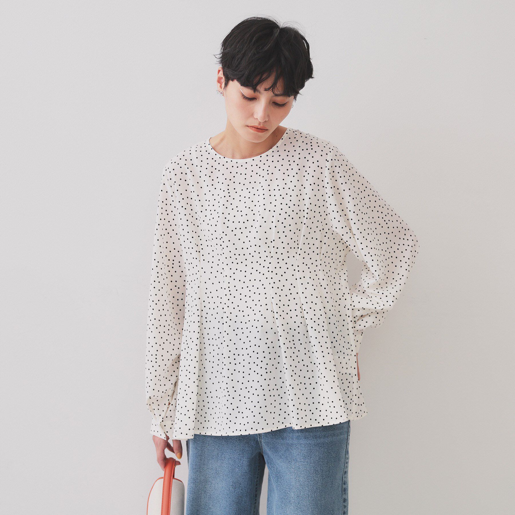 OPAQUE.CLIP「ドットプリントタックブラウス【洗濯機洗い可】」|シャツ・ブラウス|