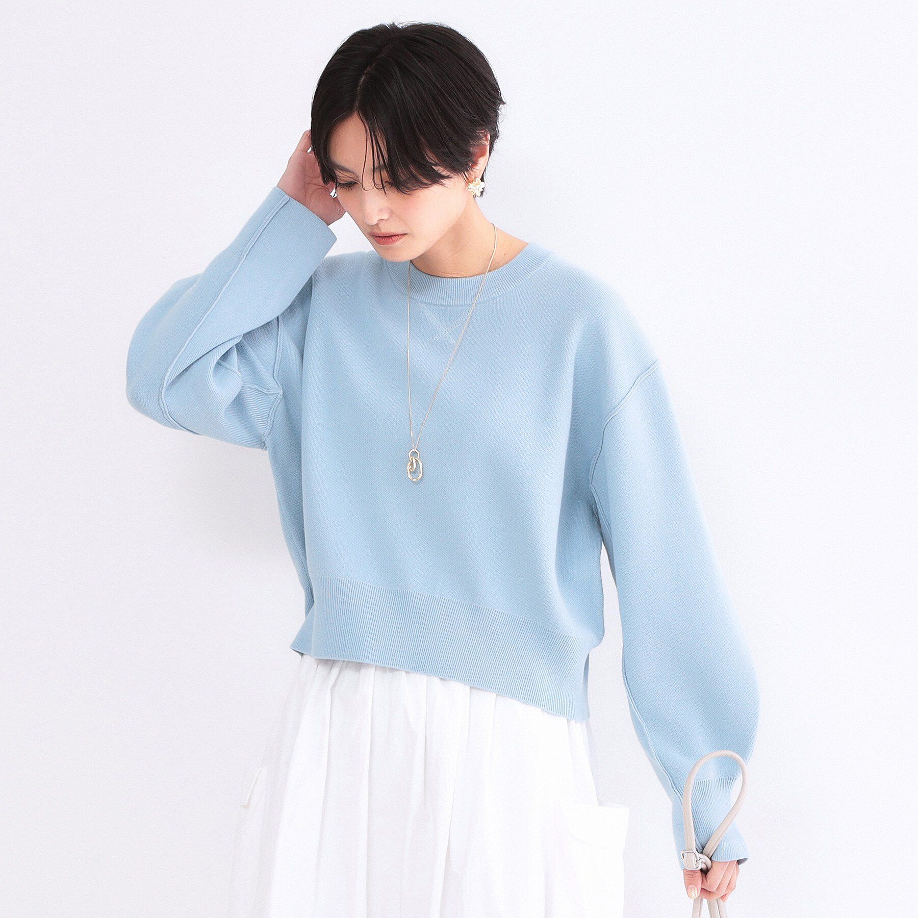 OPAQUE.CLIP「スウェットライクショートニット【洗濯機OK】」|ニット・セーター|