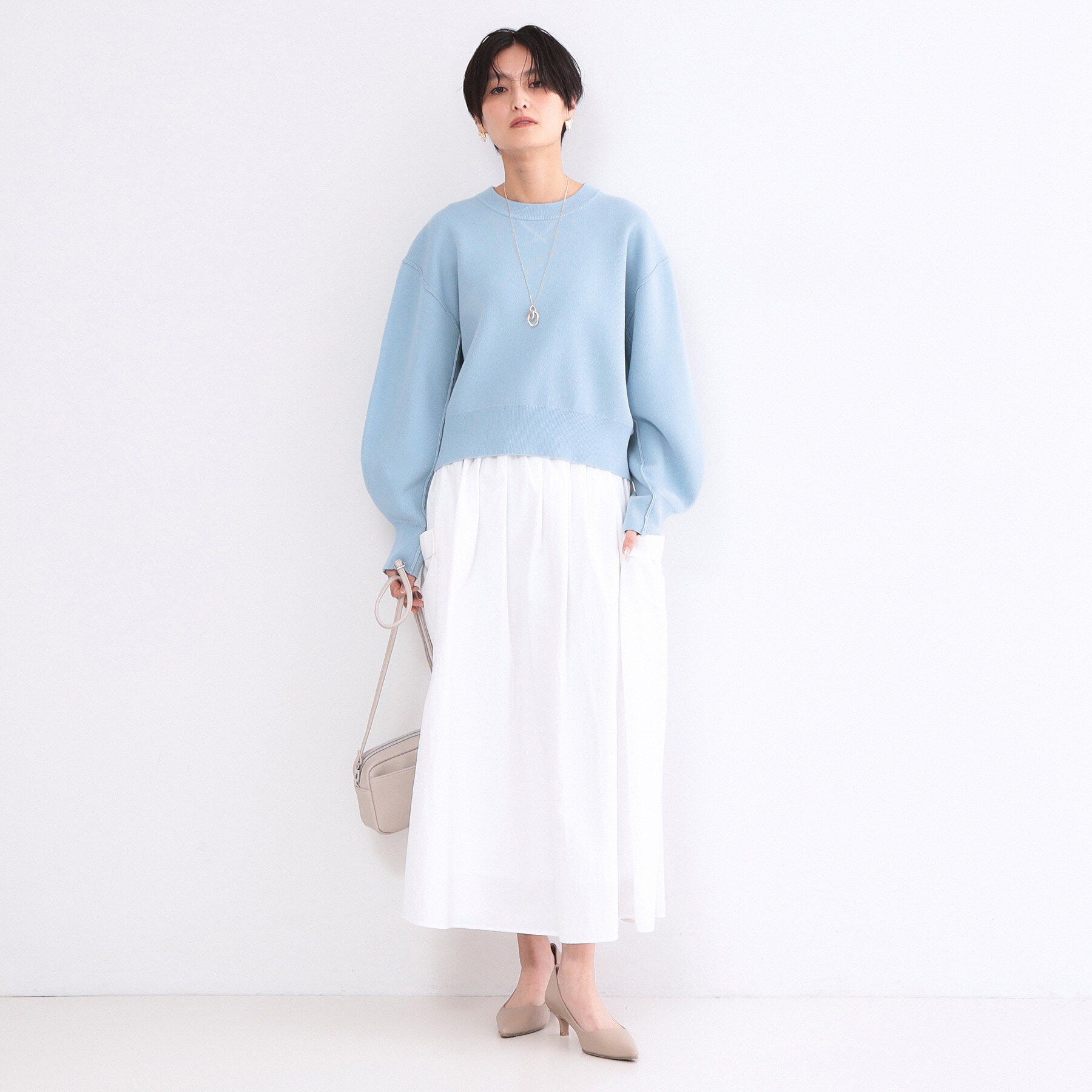 OPAQUE.CLIP「スウェットライクショートニット【洗濯機OK】」|ニット・セーター|