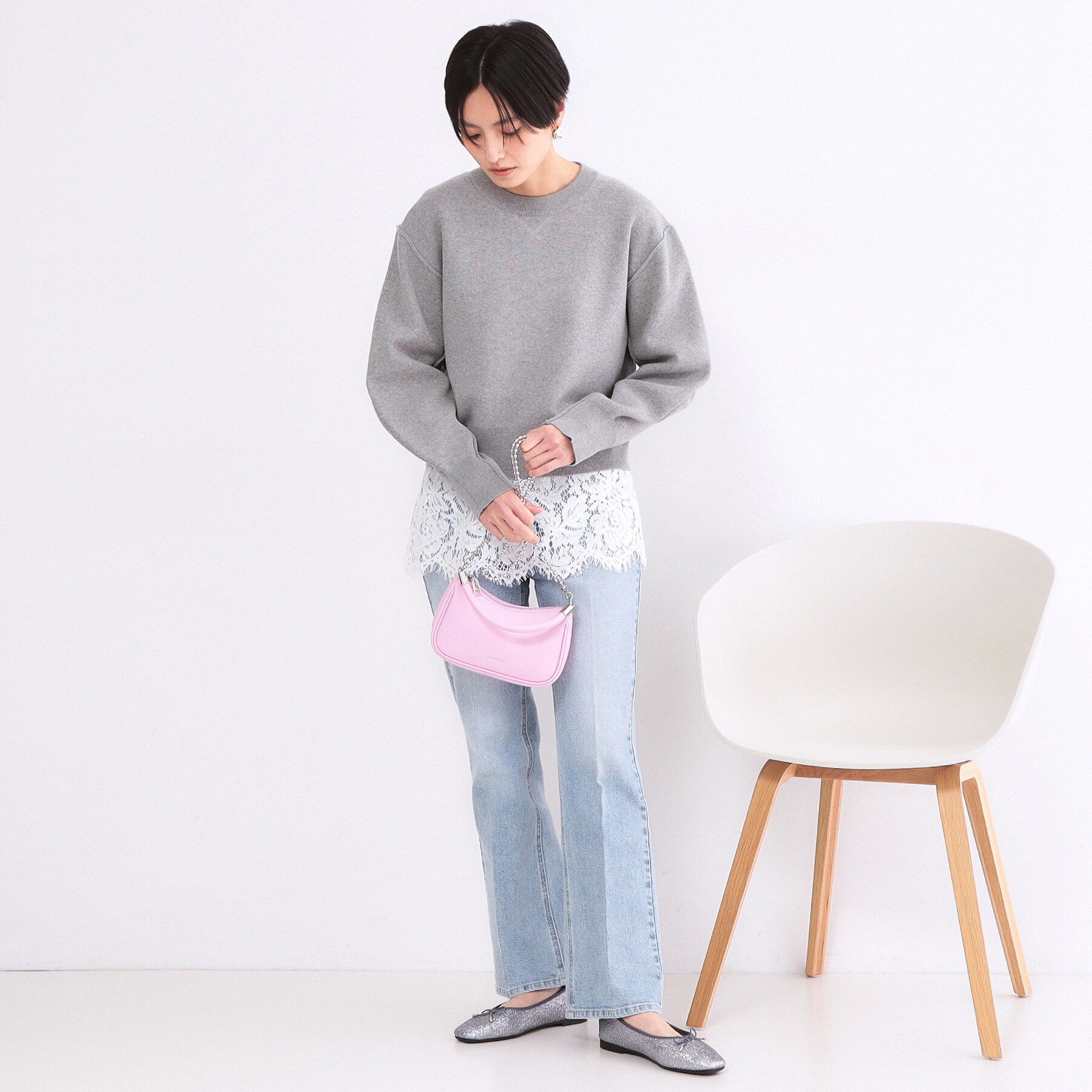 OPAQUE.CLIP「スウェットライクショートニット【洗濯機OK】」|ニット・セーター|