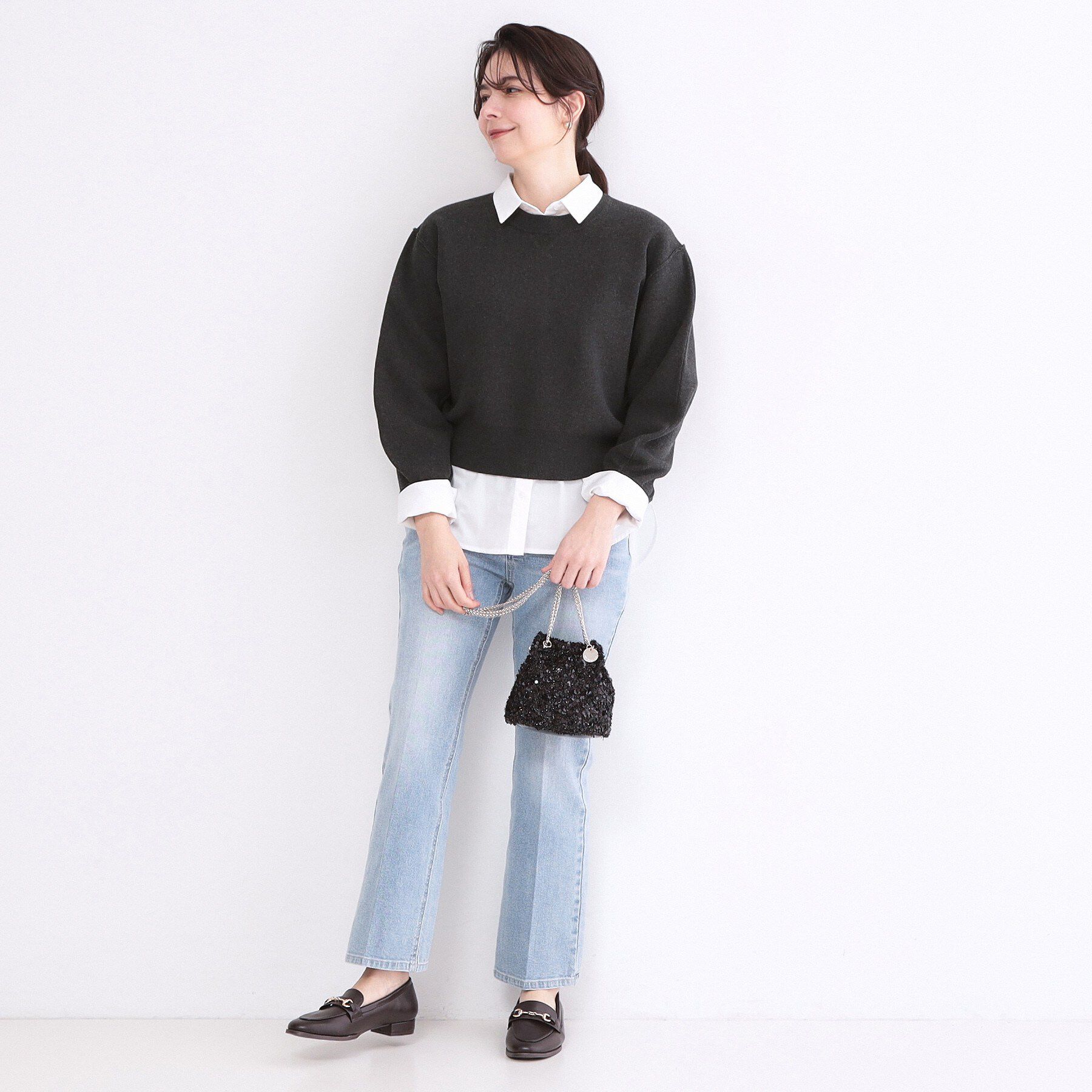 OPAQUE.CLIP「スウェットライクショートニット【洗濯機OK】」|ニット・セーター|