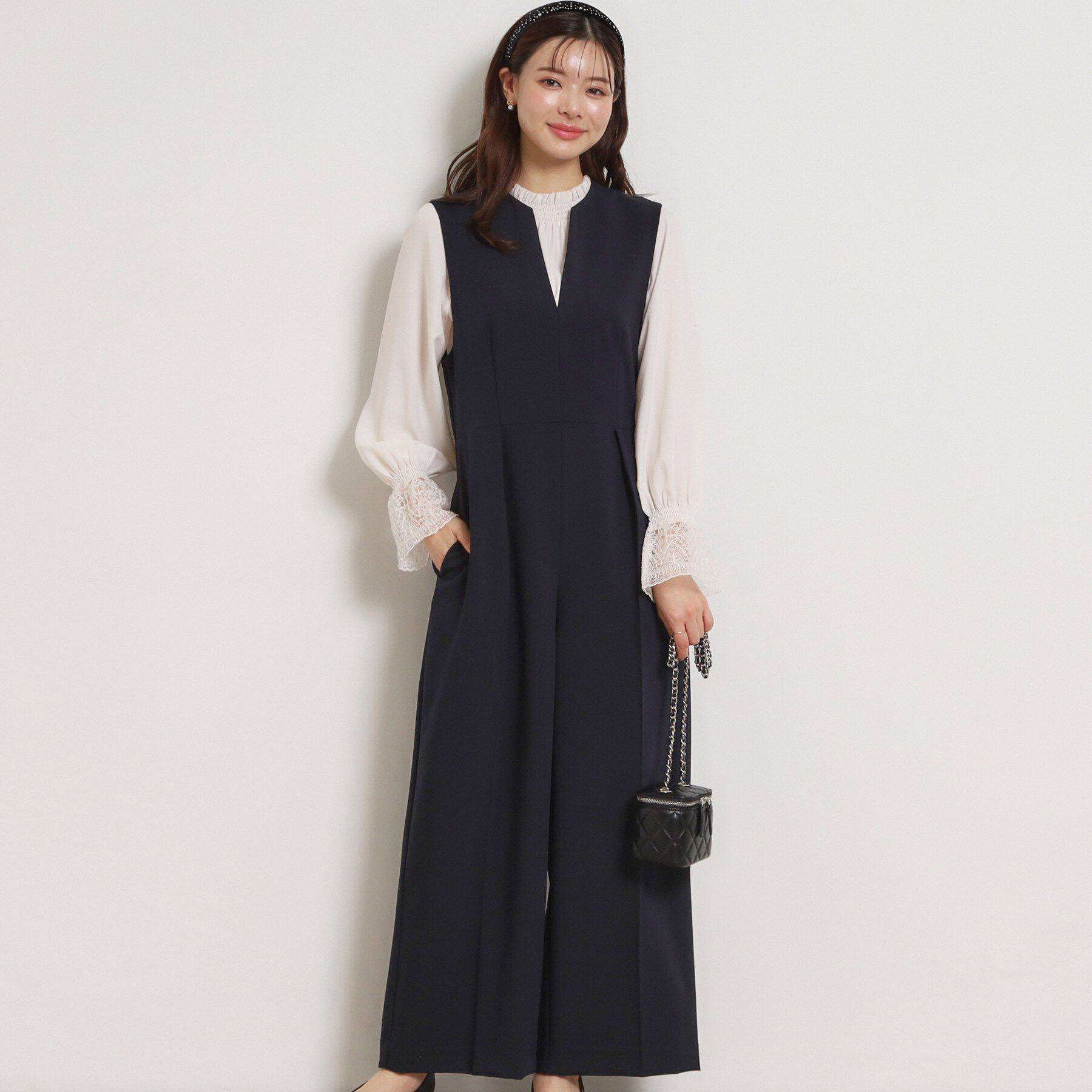 Couture broach「TRダブルクロスオールインワン」|オールインワン|ネイビー(094)