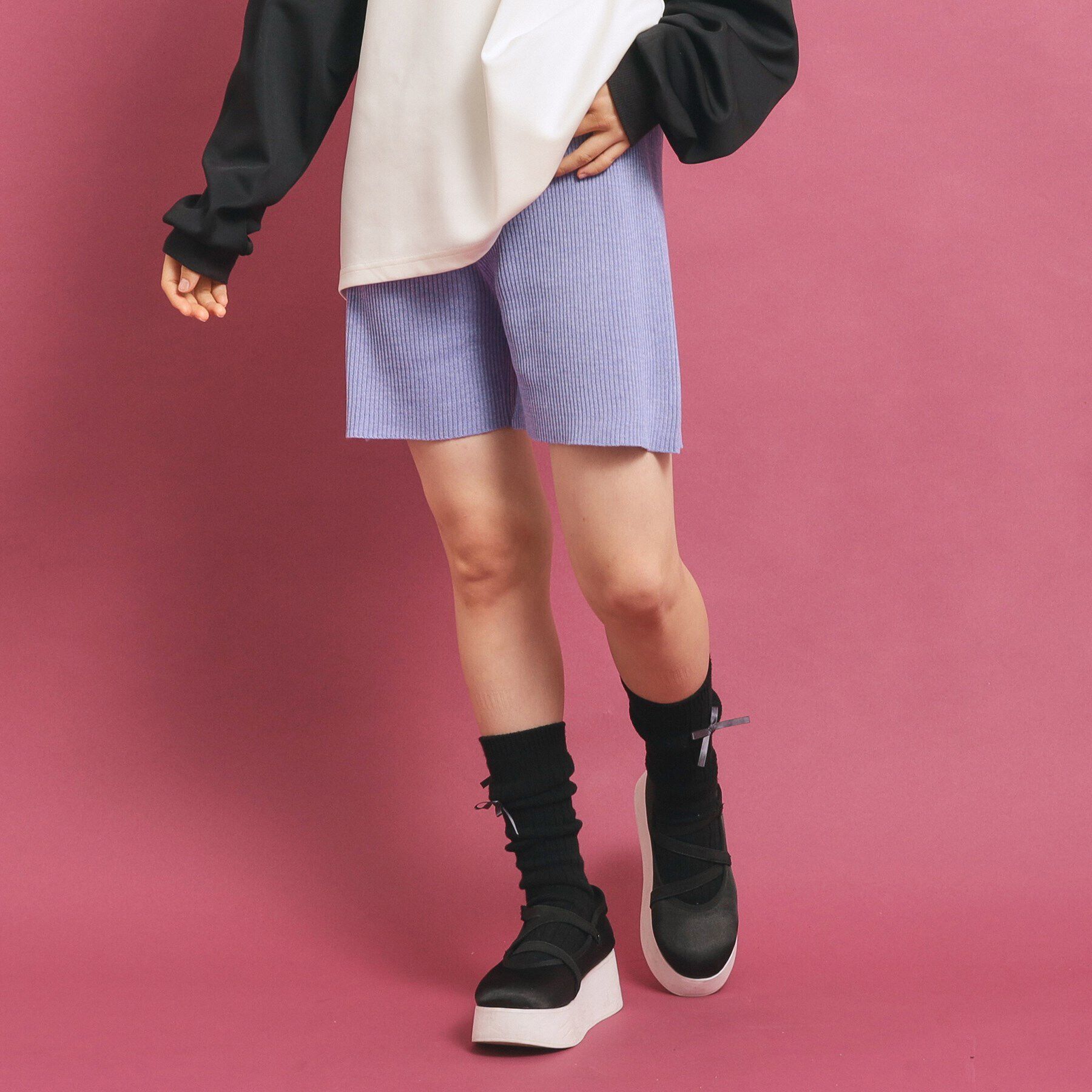 PINK-latte「【セットアップあり】リブニットショートパンツ」|その他|