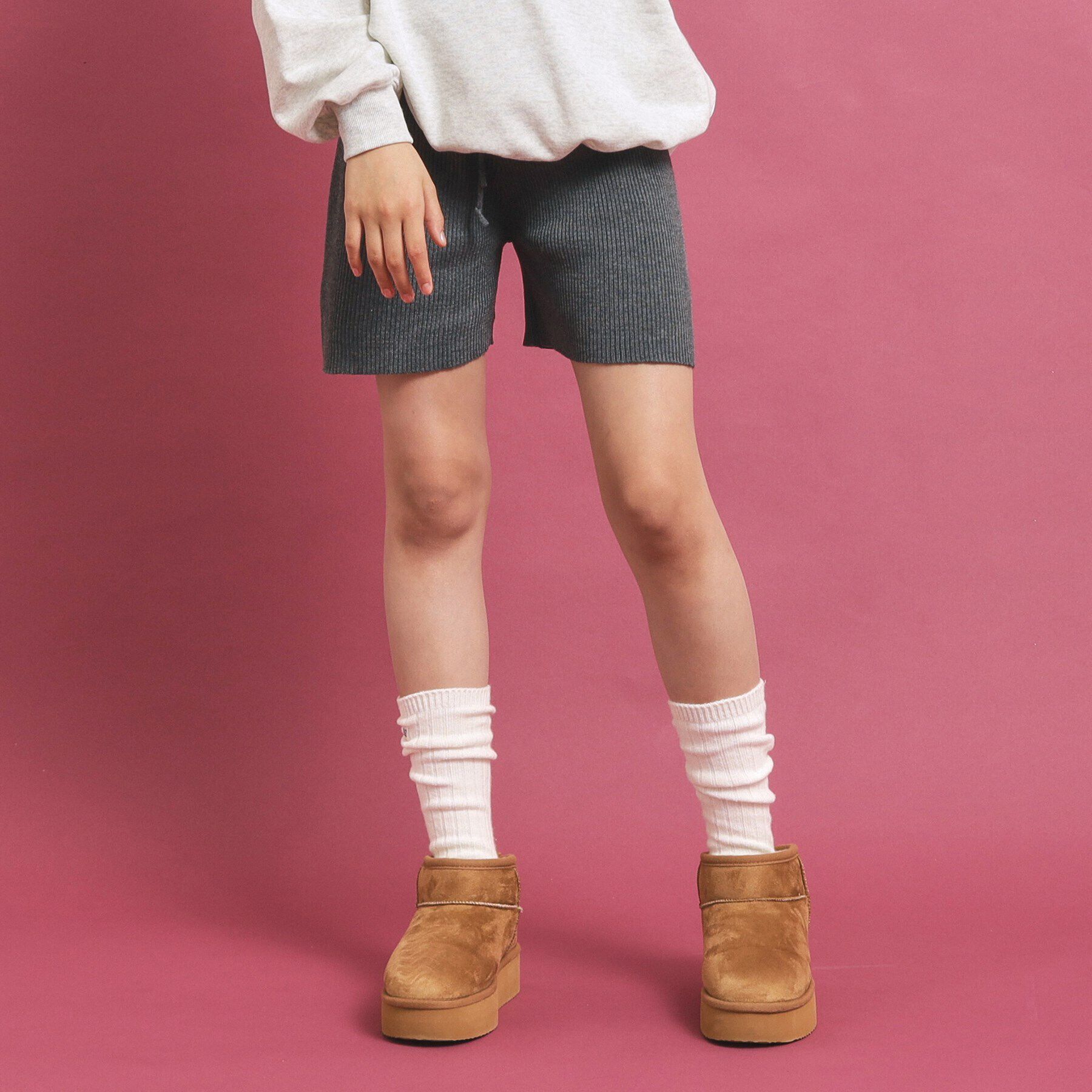 PINK-latte「【セットアップあり】リブニットショートパンツ」|その他|
