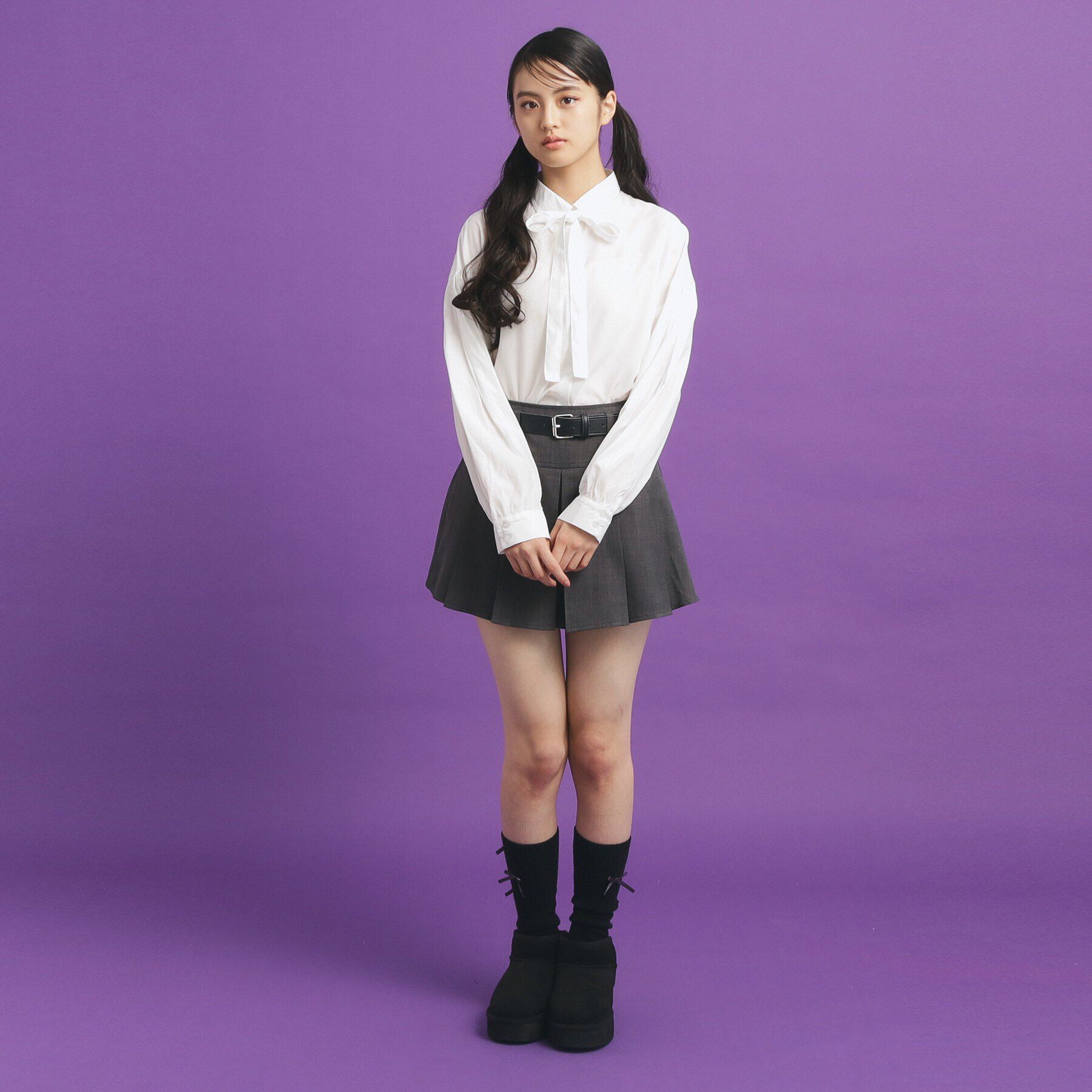 PINK-latte「リボンタイ付きデザインブラウス」|シャツ・ブラウス|