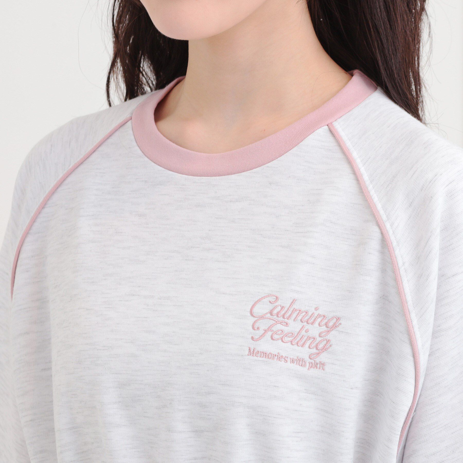 PINK-latte「パイピングドロストTシャツワンピース」|ワンピース|