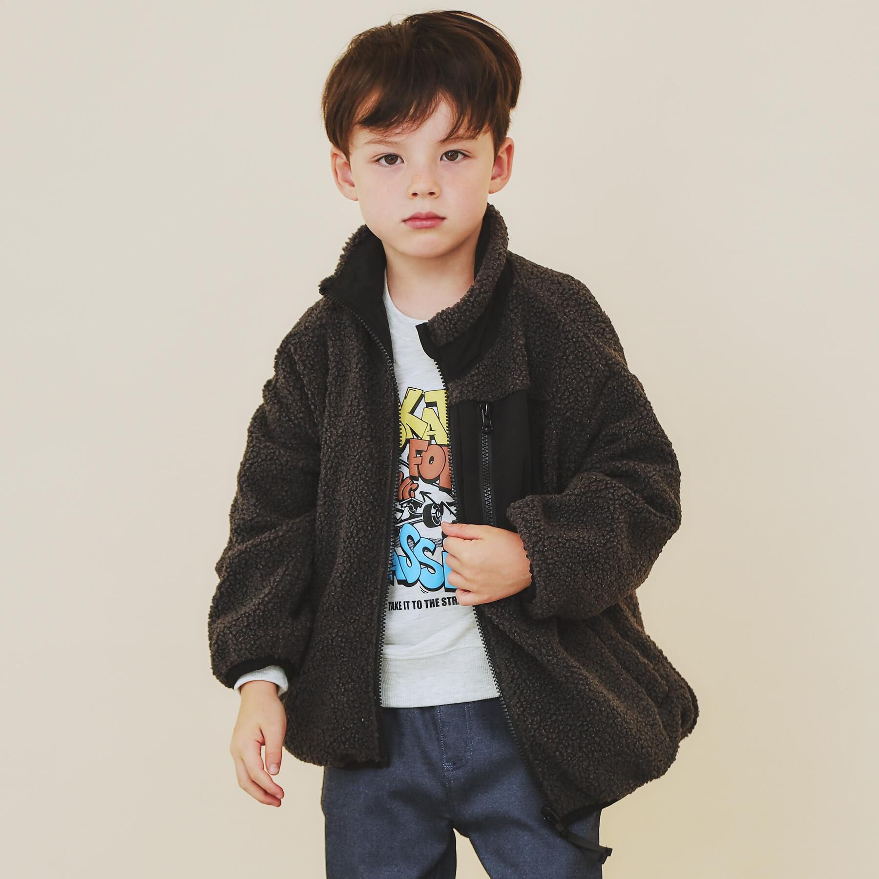 THE SHOP TK「【110－160】ボアリバーシブブルゾン/洗濯機OK」|ブルゾン・スタジャン|