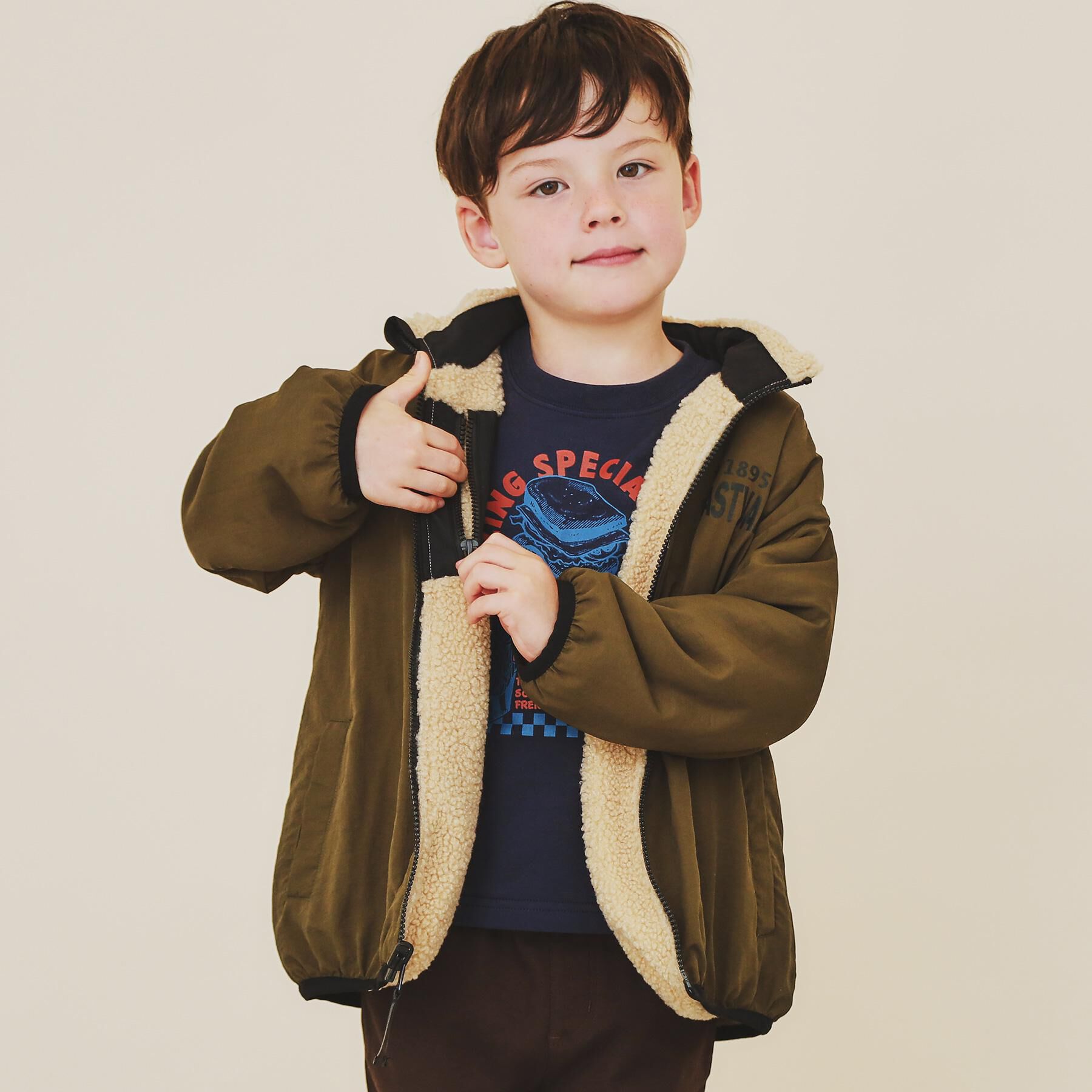 THE SHOP TK「【110－160】ボアリバーシブブルゾン/洗濯機OK」|ブルゾン・スタジャン|