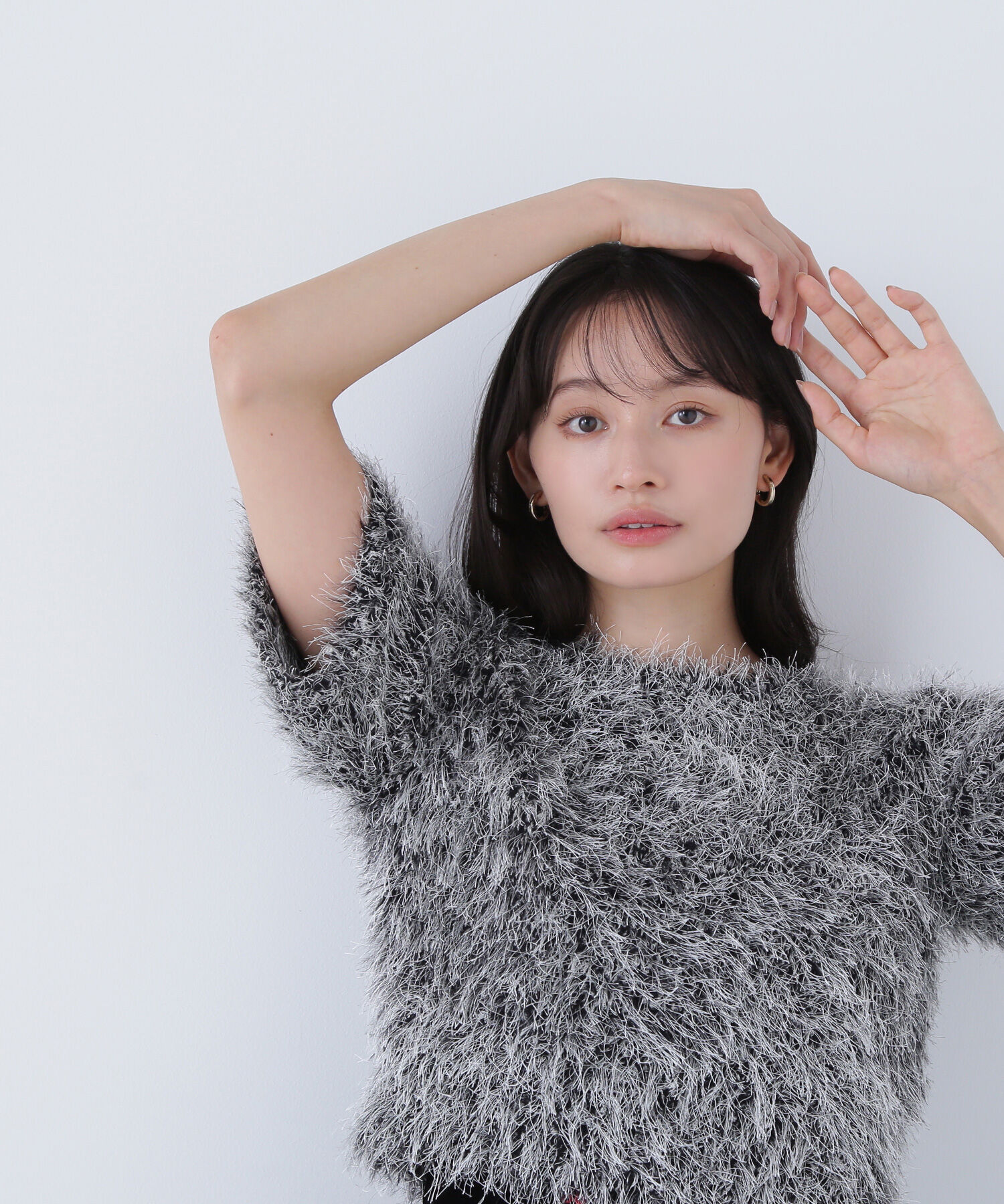  「ミックスシャギーニット」|ニット・セーター|モノトーンミ 2