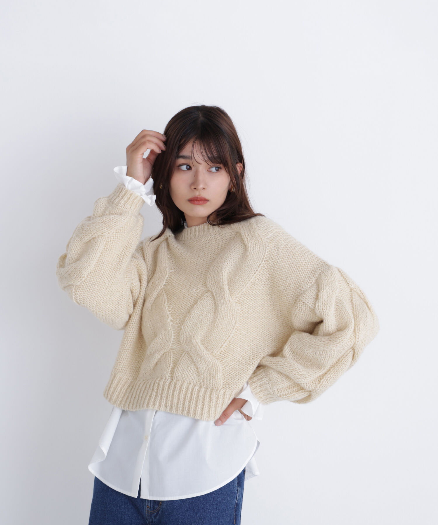  「クロップドビッグケーブルニット」|ニット・セーター|
