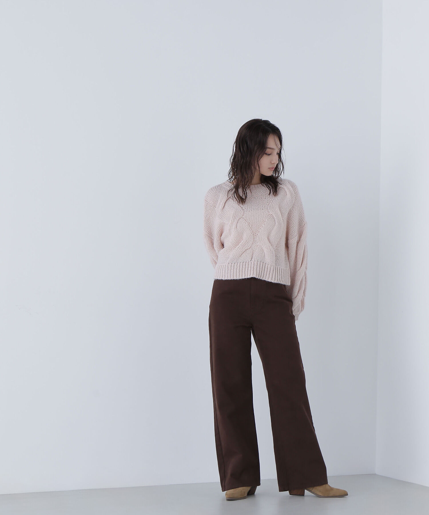  「クロップドビッグケーブルニット」|ニット・セーター|