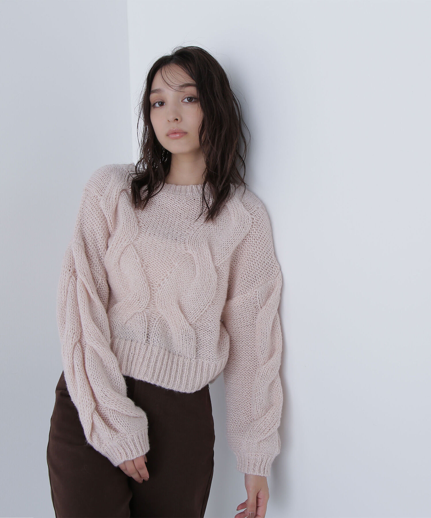  「クロップドビッグケーブルニット」|ニット・セーター|