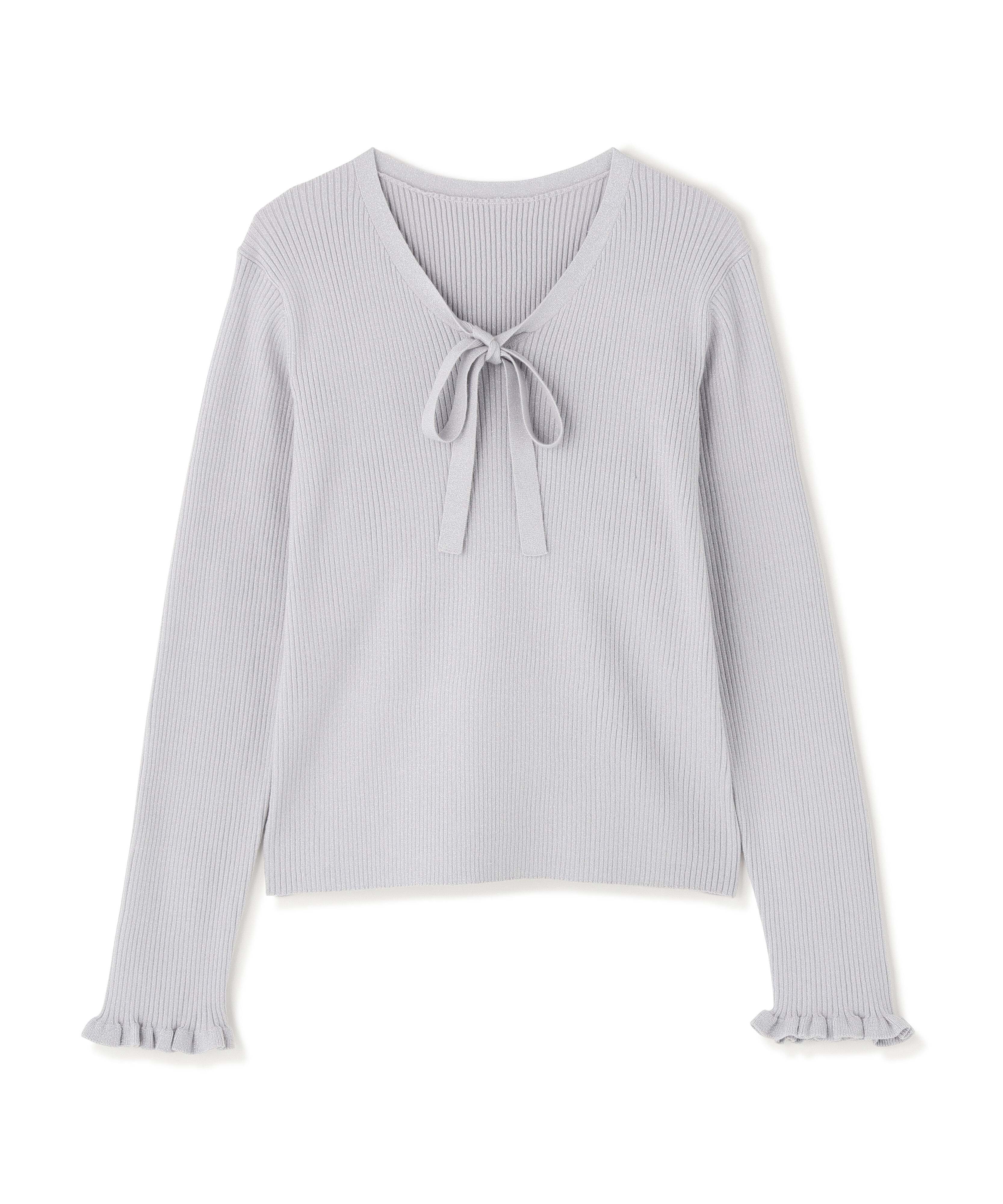  「ラメリブボウタイニット」|ニット・セーター|