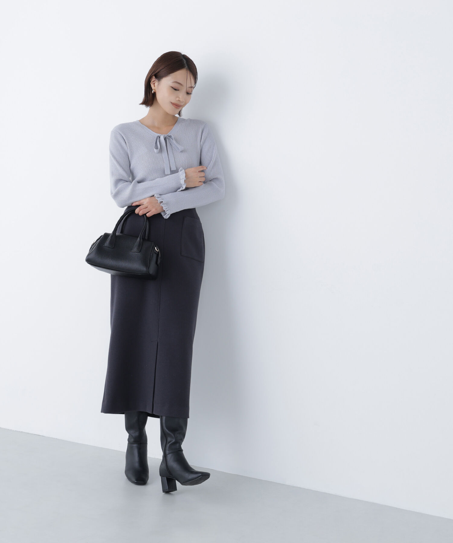  「ラメリブボウタイニット」|ニット・セーター|