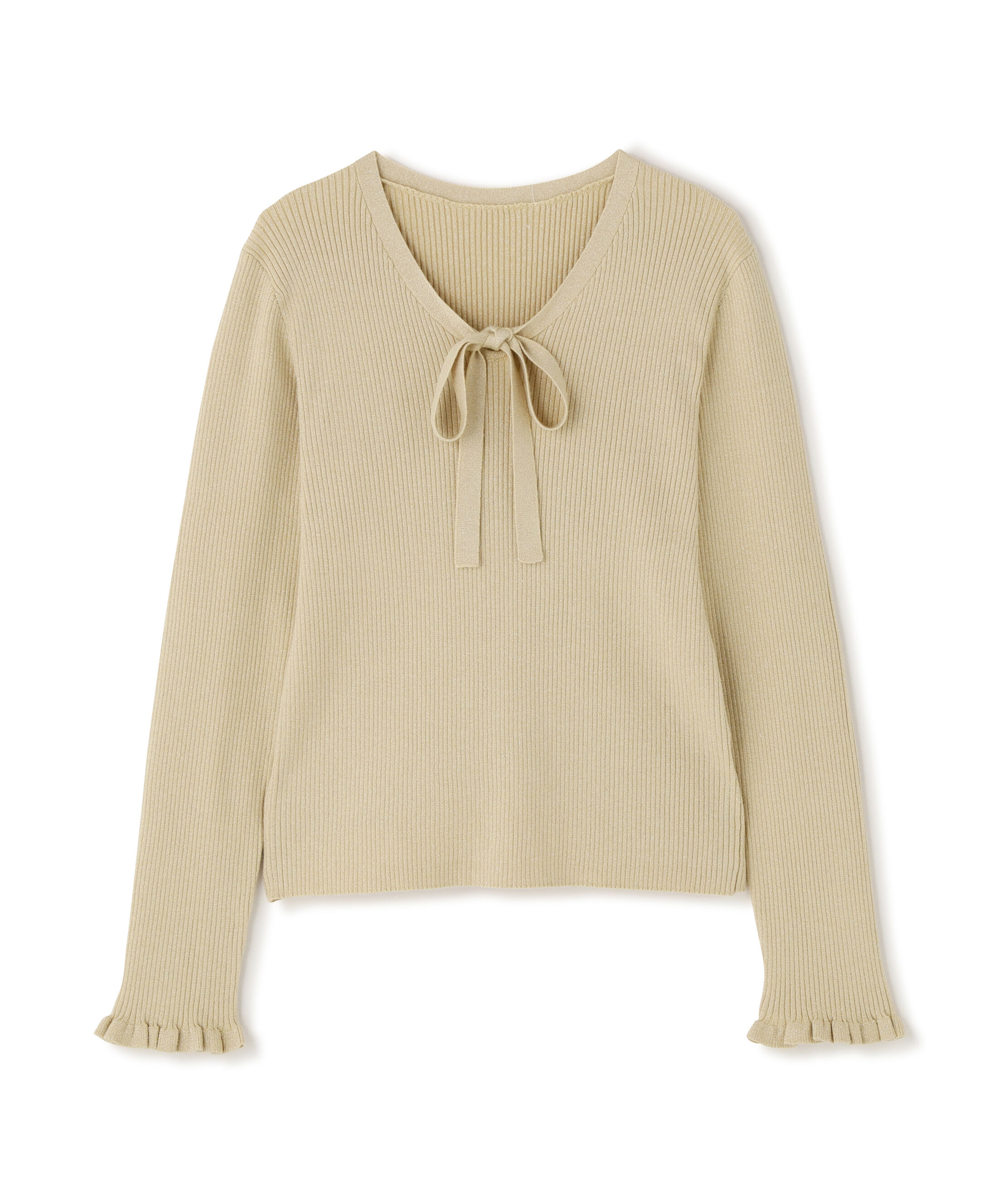  「ラメリブボウタイニット」|ニット・セーター|