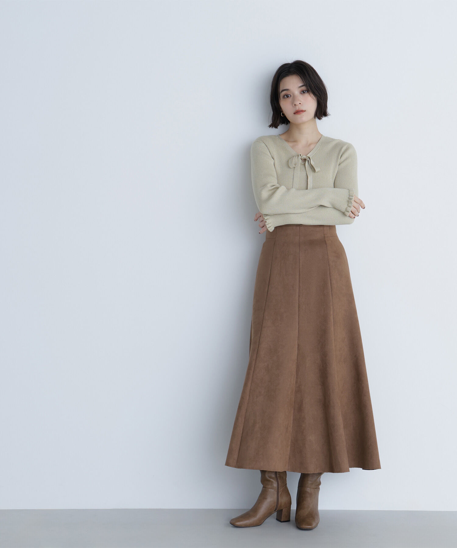  「ラメリブボウタイニット」|ニット・セーター|