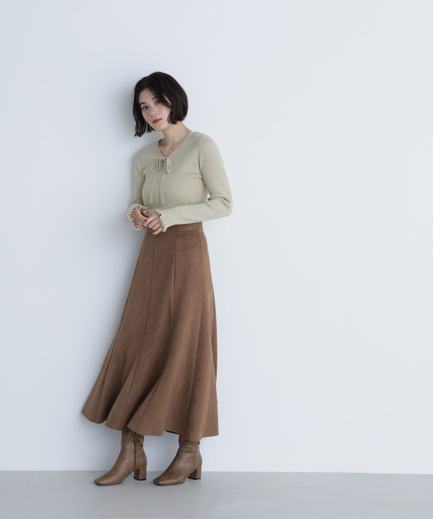  「ラメリブボウタイニット」|ニット・セーター|