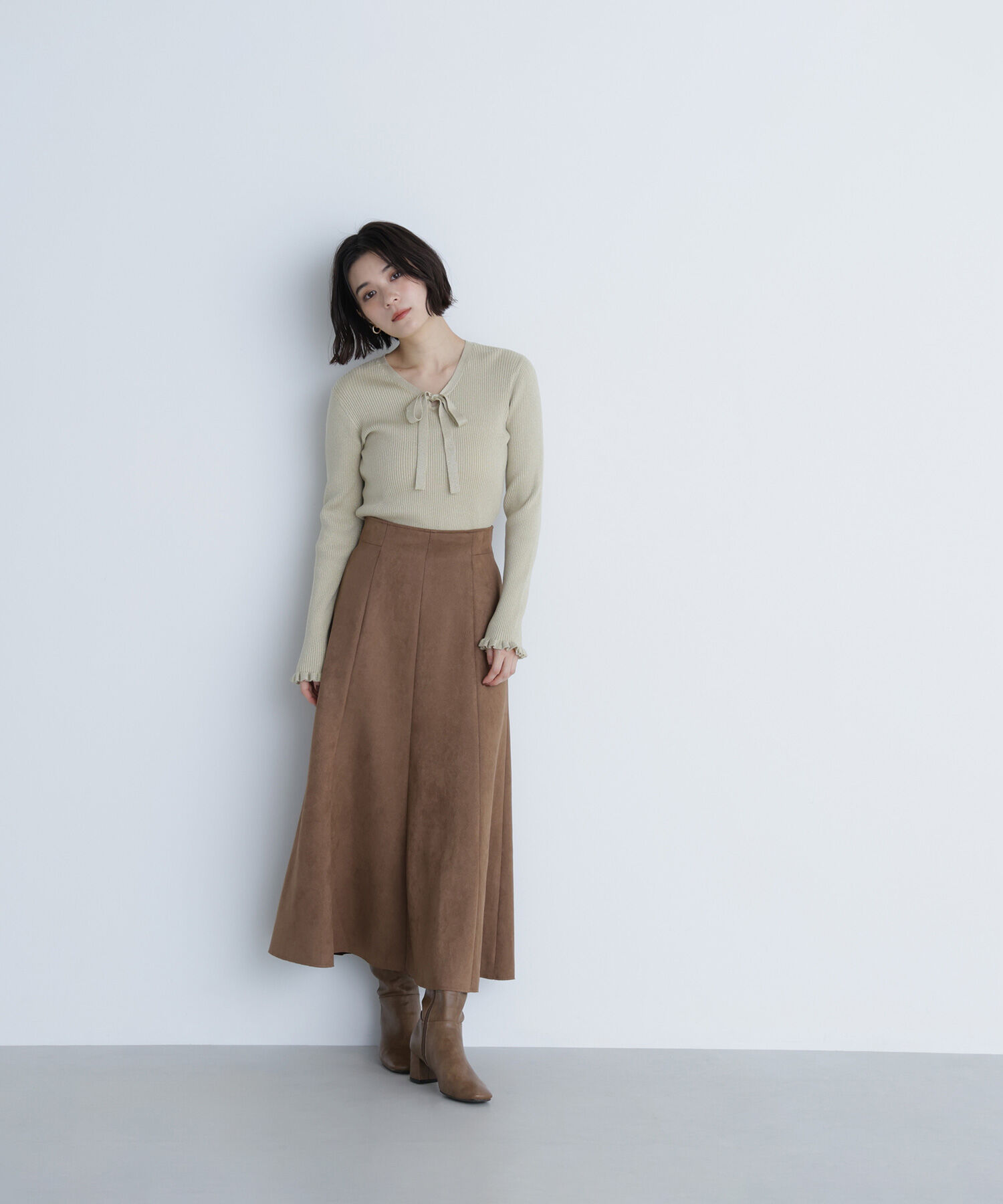  「ラメリブボウタイニット」|ニット・セーター|