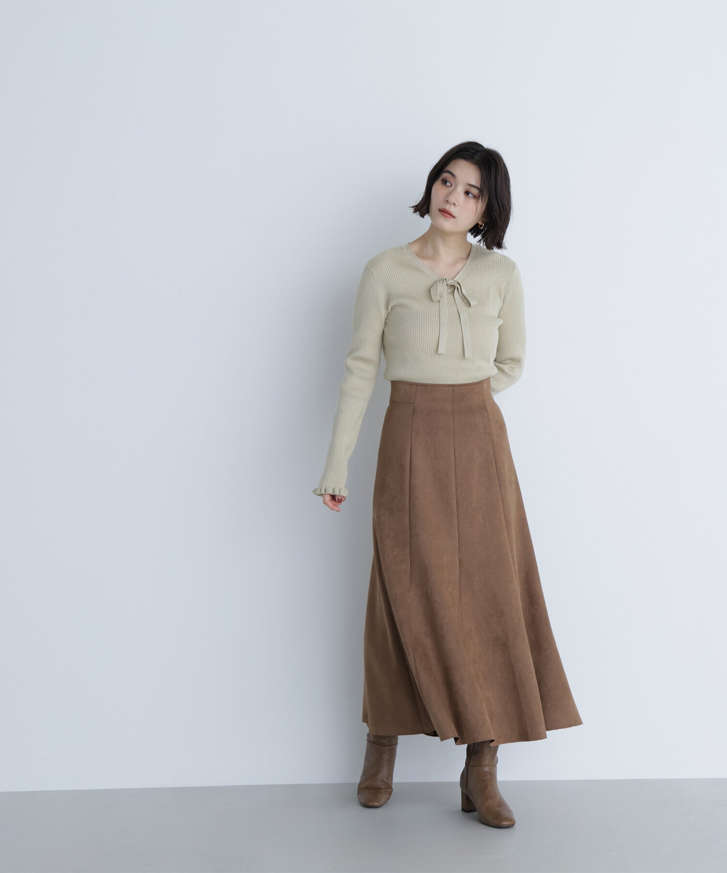  「ラメリブボウタイニット」|ニット・セーター|