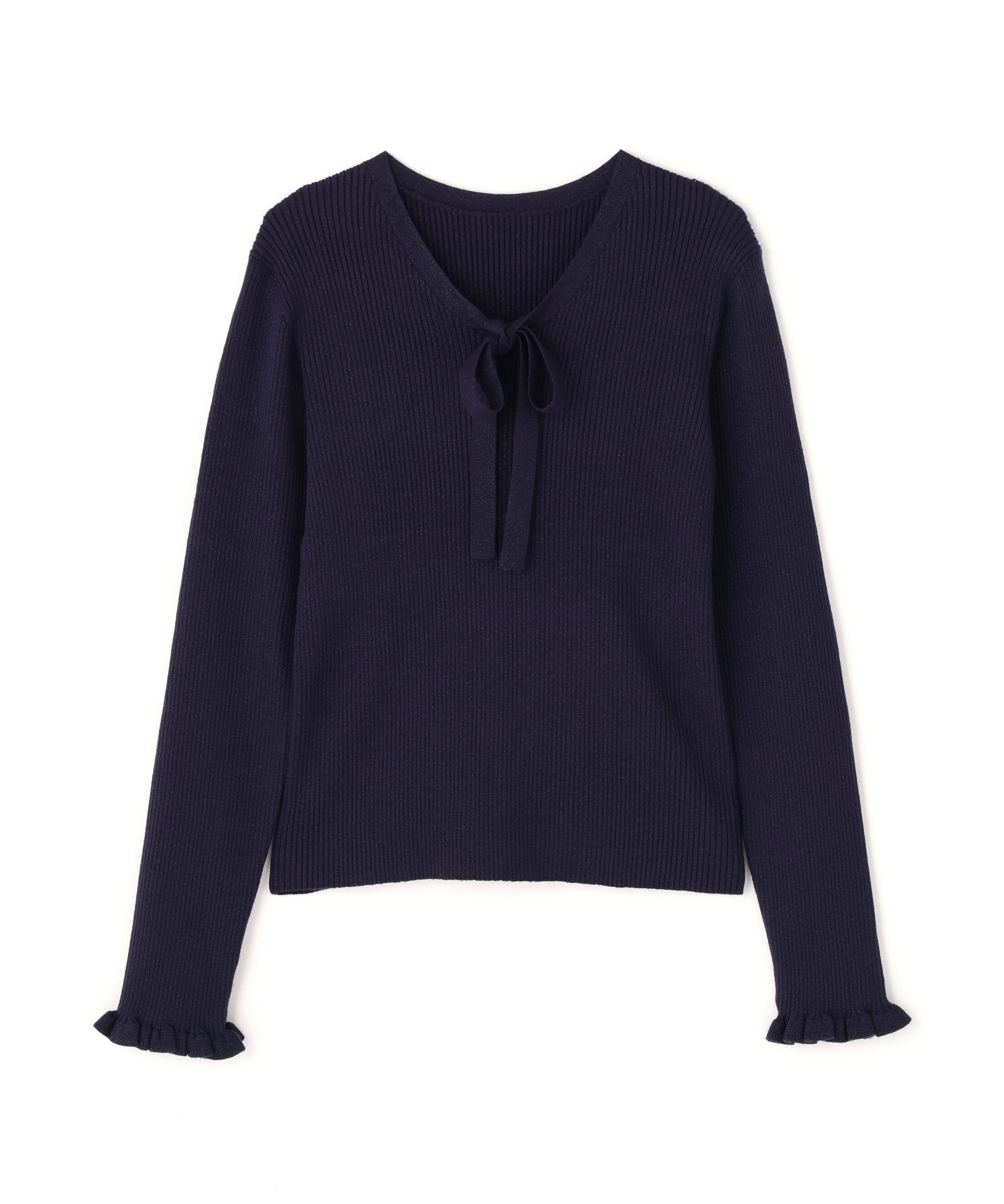  「ラメリブボウタイニット」|ニット・セーター|