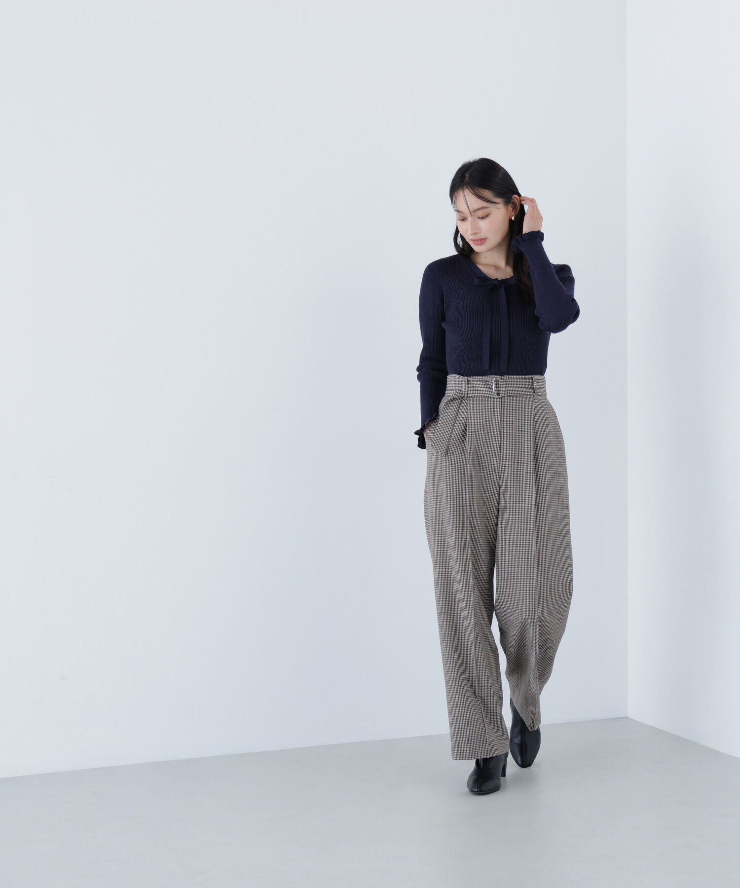  「ラメリブボウタイニット」|ニット・セーター|