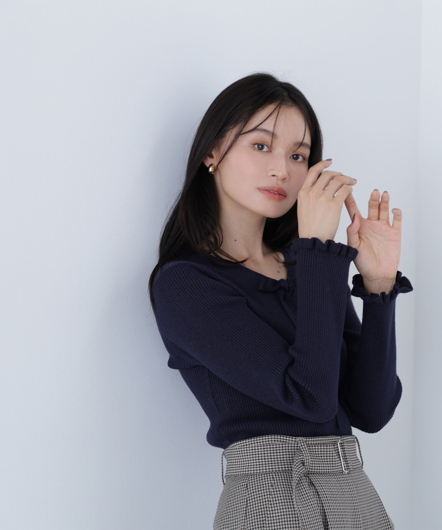  「ラメリブボウタイニット」|ニット・セーター|