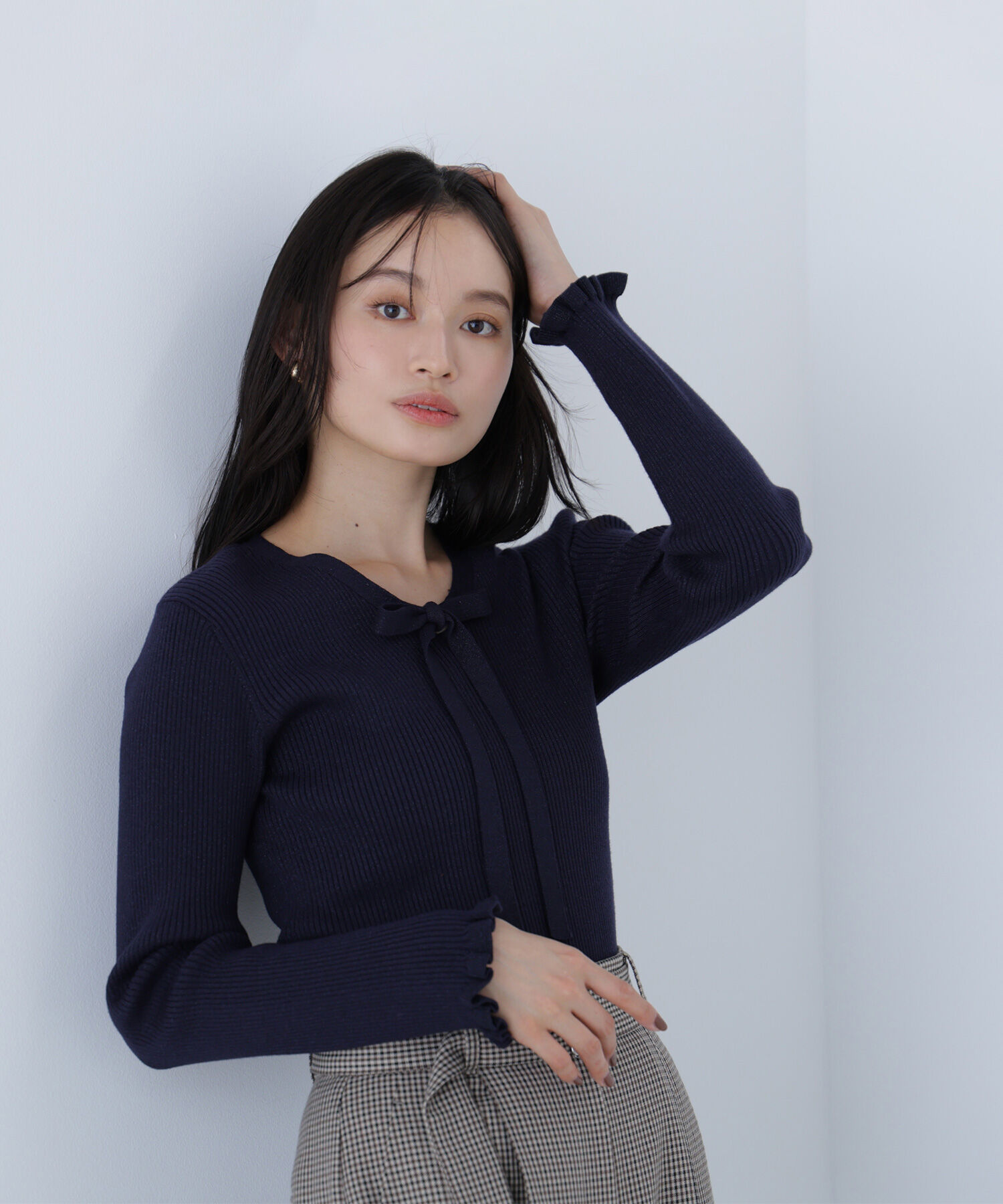  「ラメリブボウタイニット」|ニット・セーター|