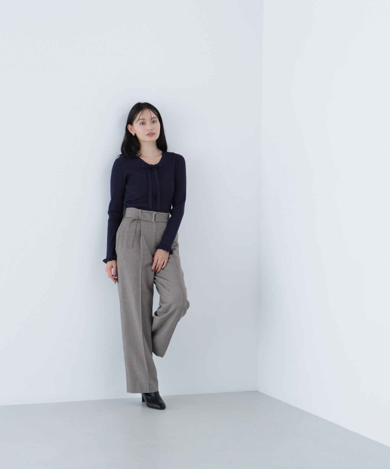  「ラメリブボウタイニット」|ニット・セーター|