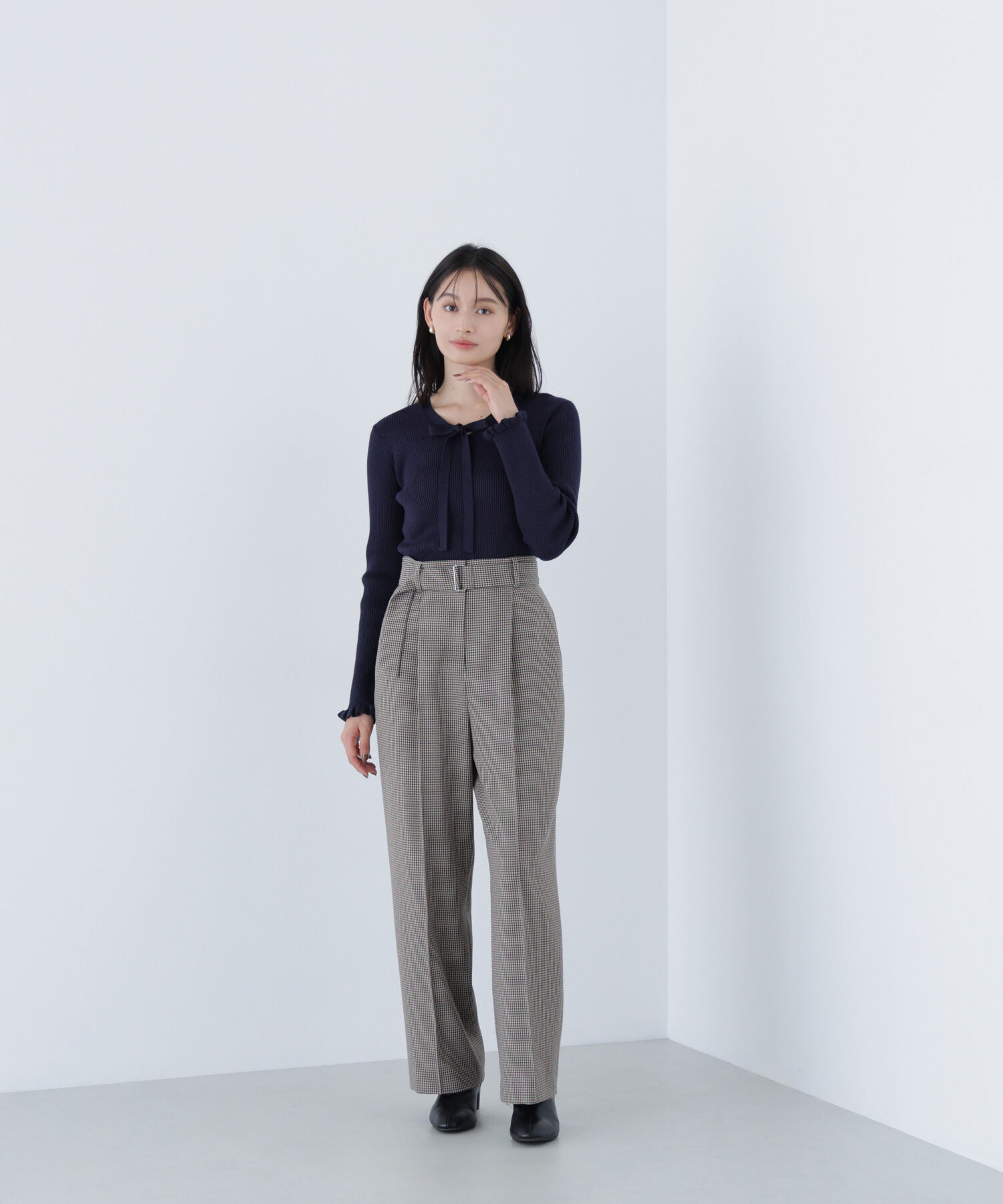  「ラメリブボウタイニット」|ニット・セーター|