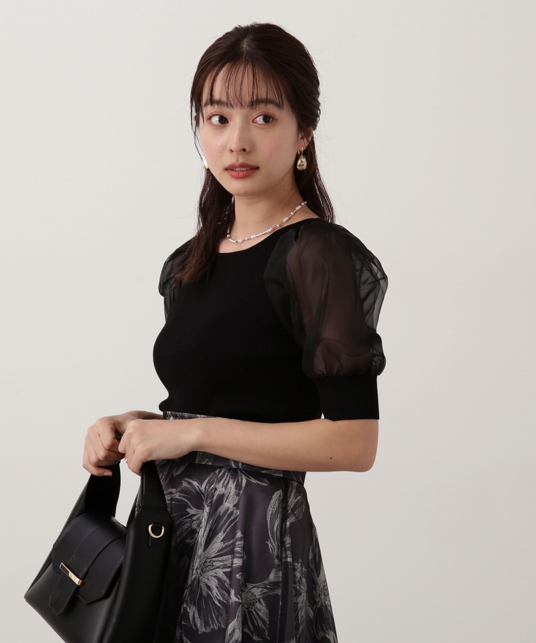 PROPORTION BODY DRESSING「シアーパフニット」|ニット・セーター|ブラック