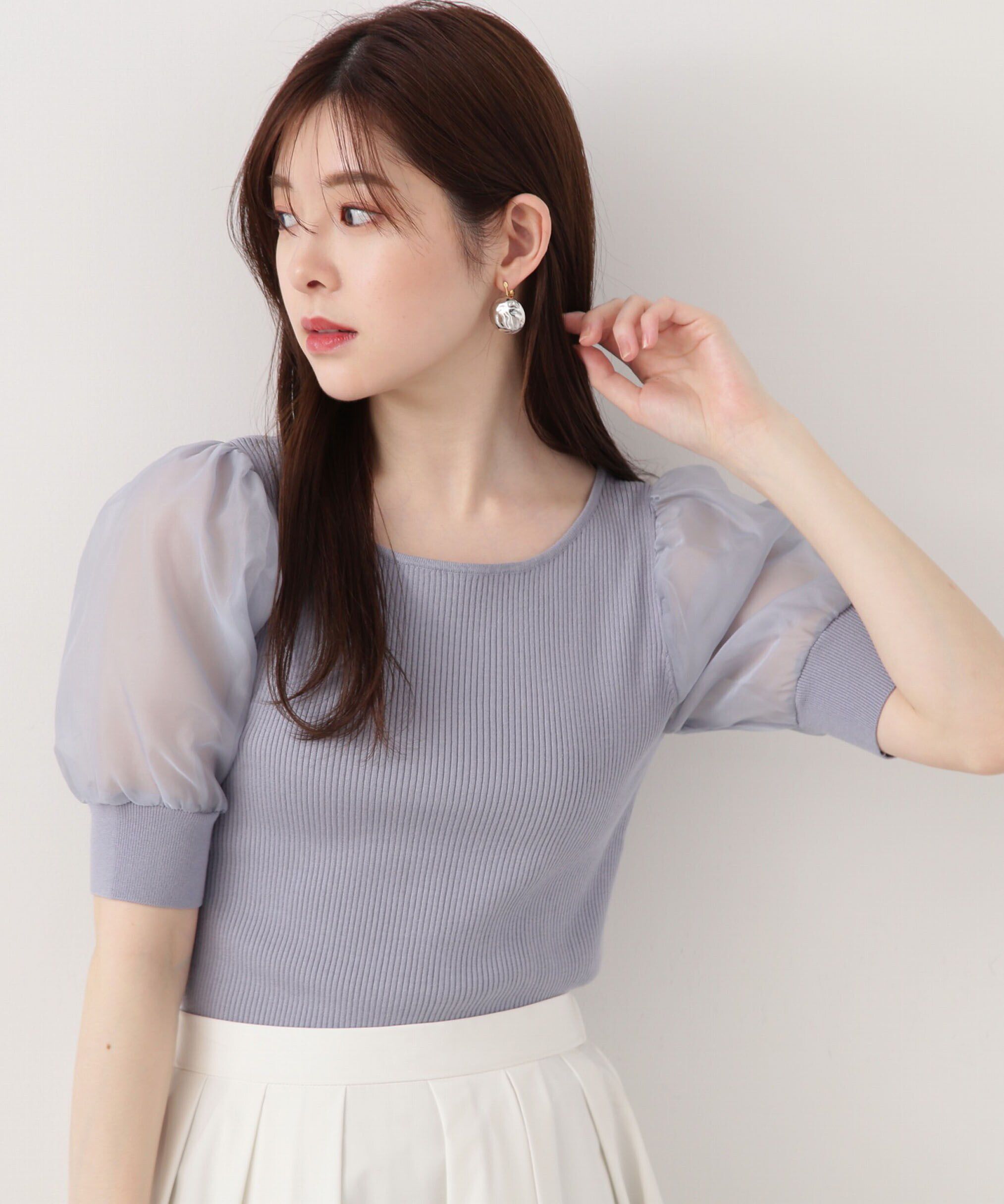 PROPORTION BODY DRESSING「シアーパフニット」|ニット・セーター|ブルー