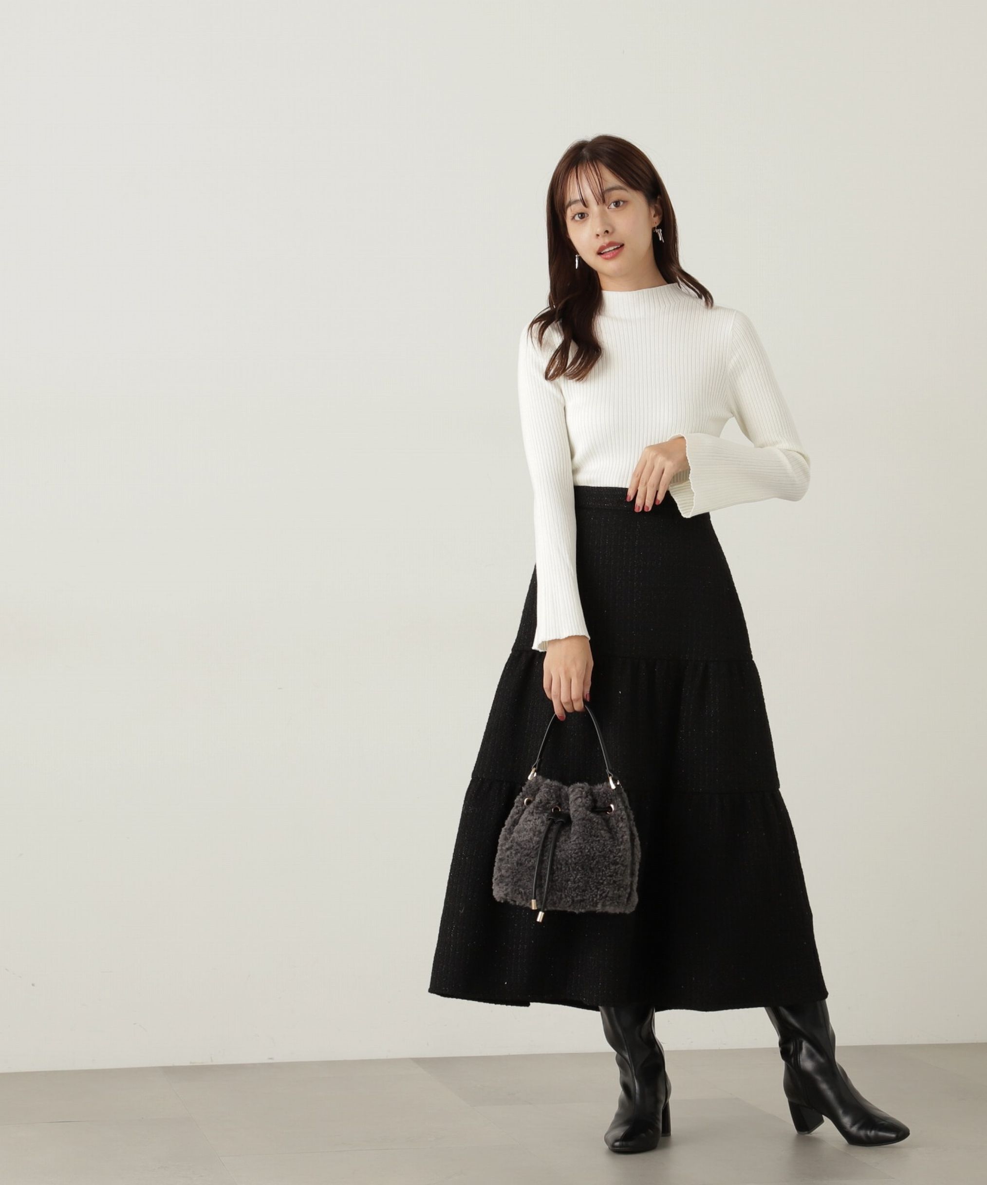 PROPORTION BODY DRESSING「ツイードティアードスカート」|スカート|