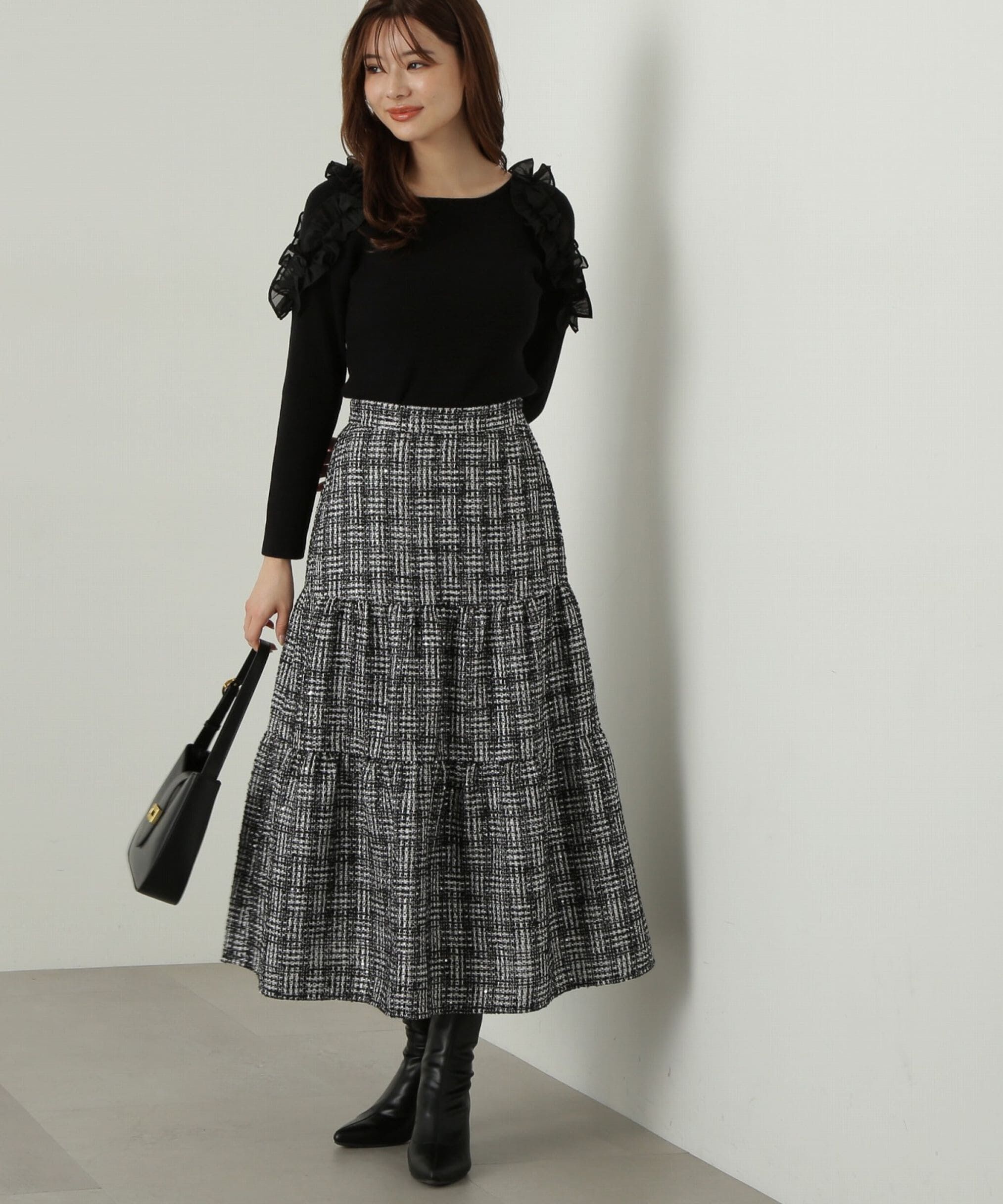 PROPORTION BODY DRESSING「ツイードティアードスカート」|スカート|