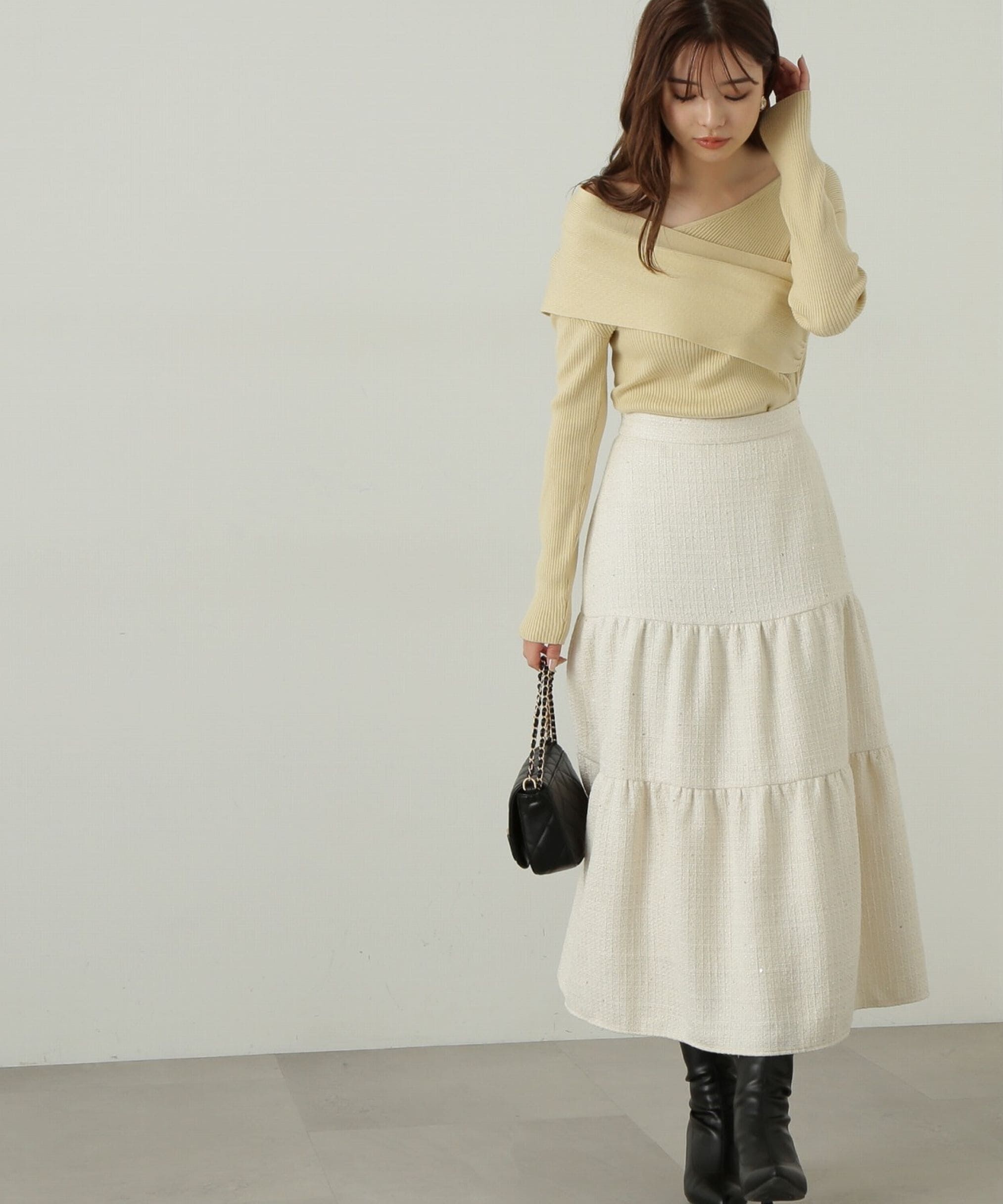 PROPORTION BODY DRESSING「ツイードティアードスカート」|スカート|