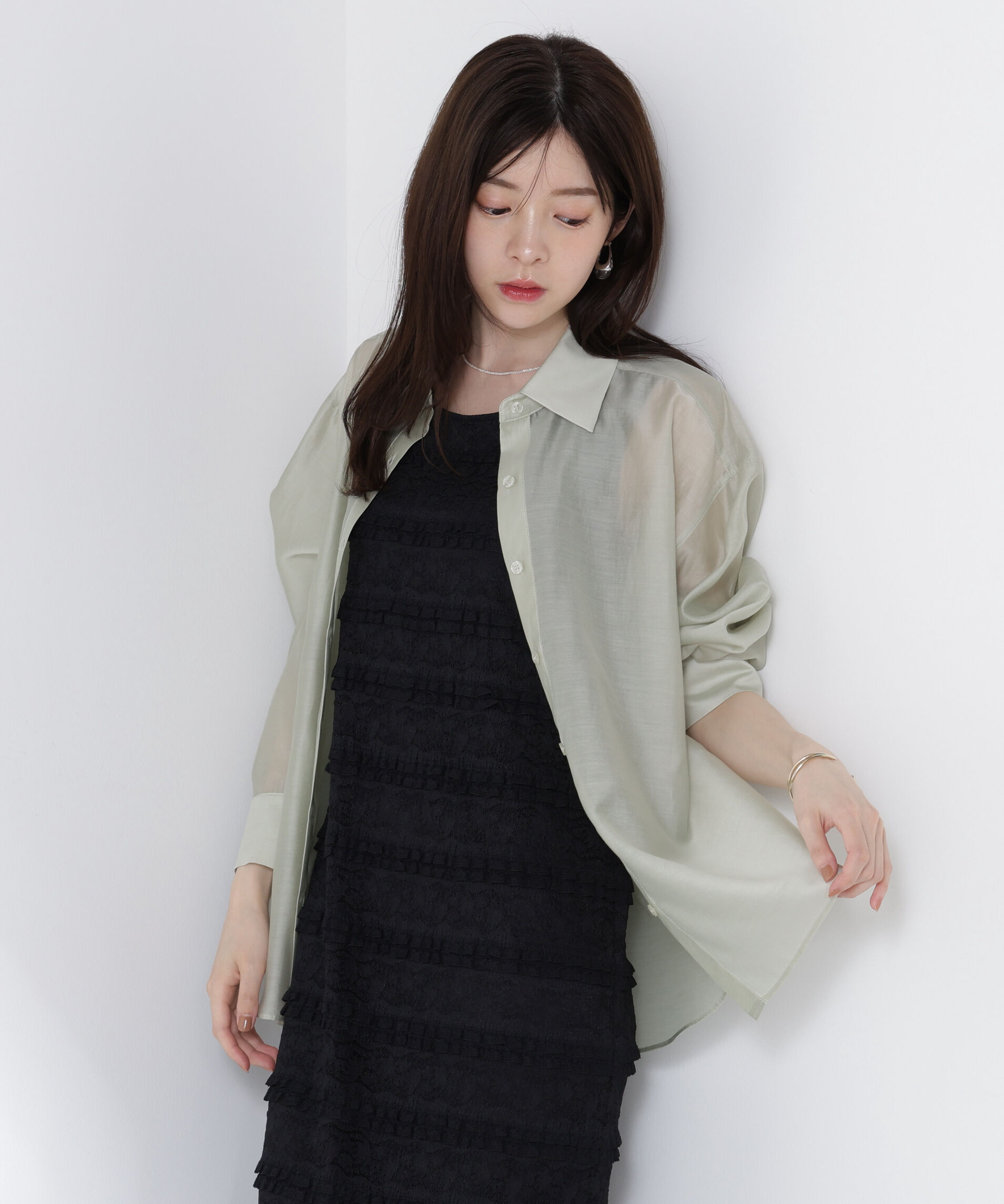 PROPORTION BODY DRESSING「シアーシャツ」|シャツ・ブラウス|カーキ