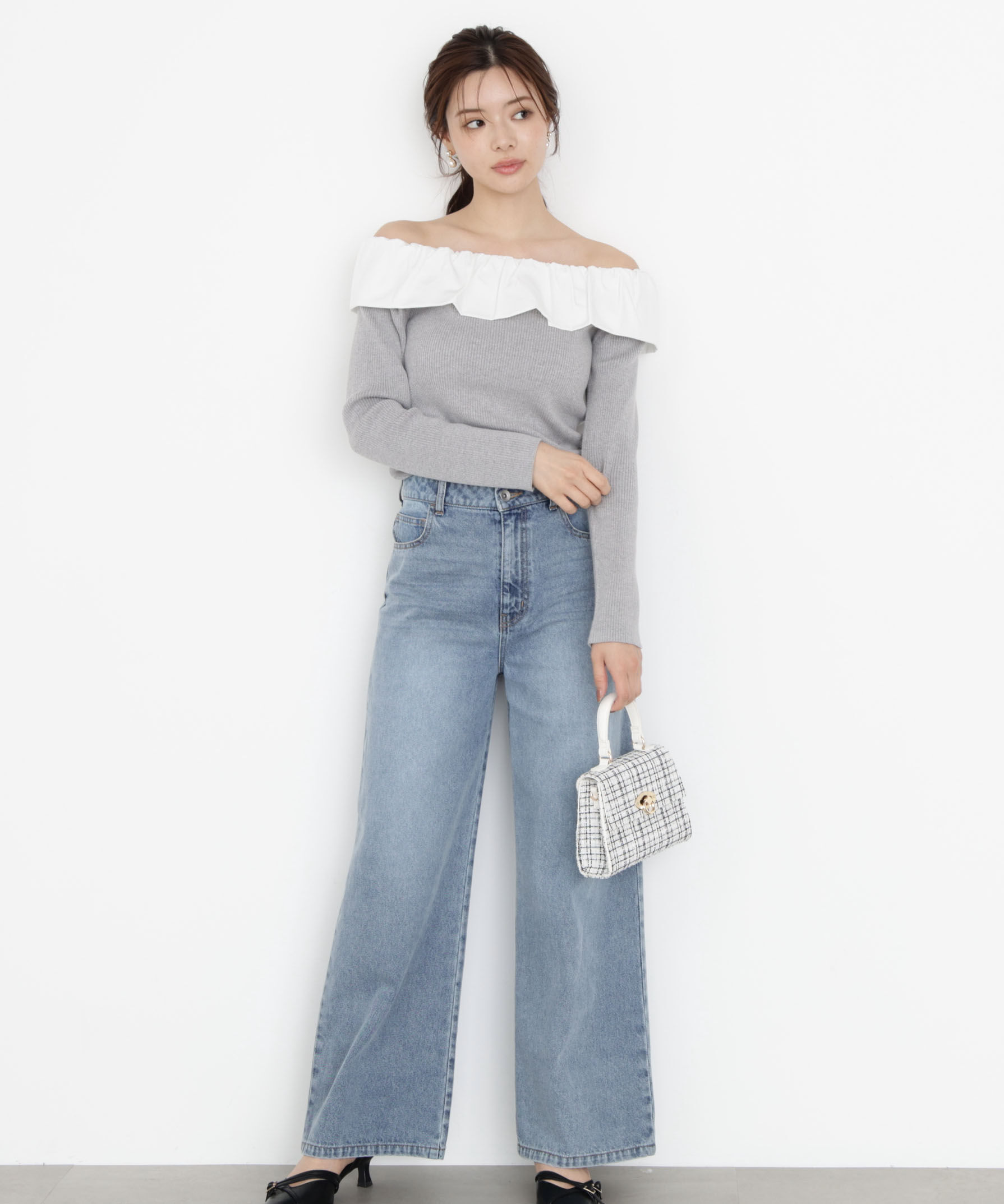 PROPORTION BODY DRESSING「フリルオフショル2wayニット 25AW」|ニット・セーター|