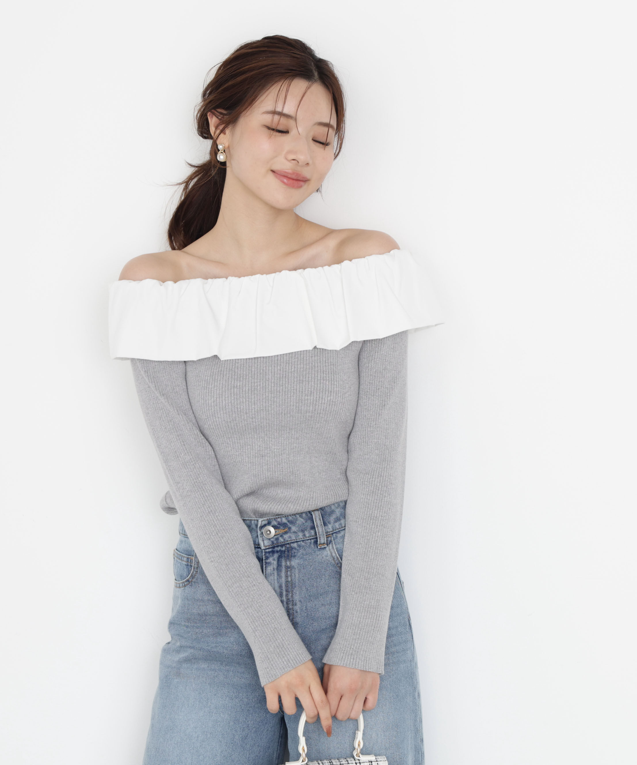 PROPORTION BODY DRESSING「フリルオフショル2wayニット 25AW」|ニット・セーター|