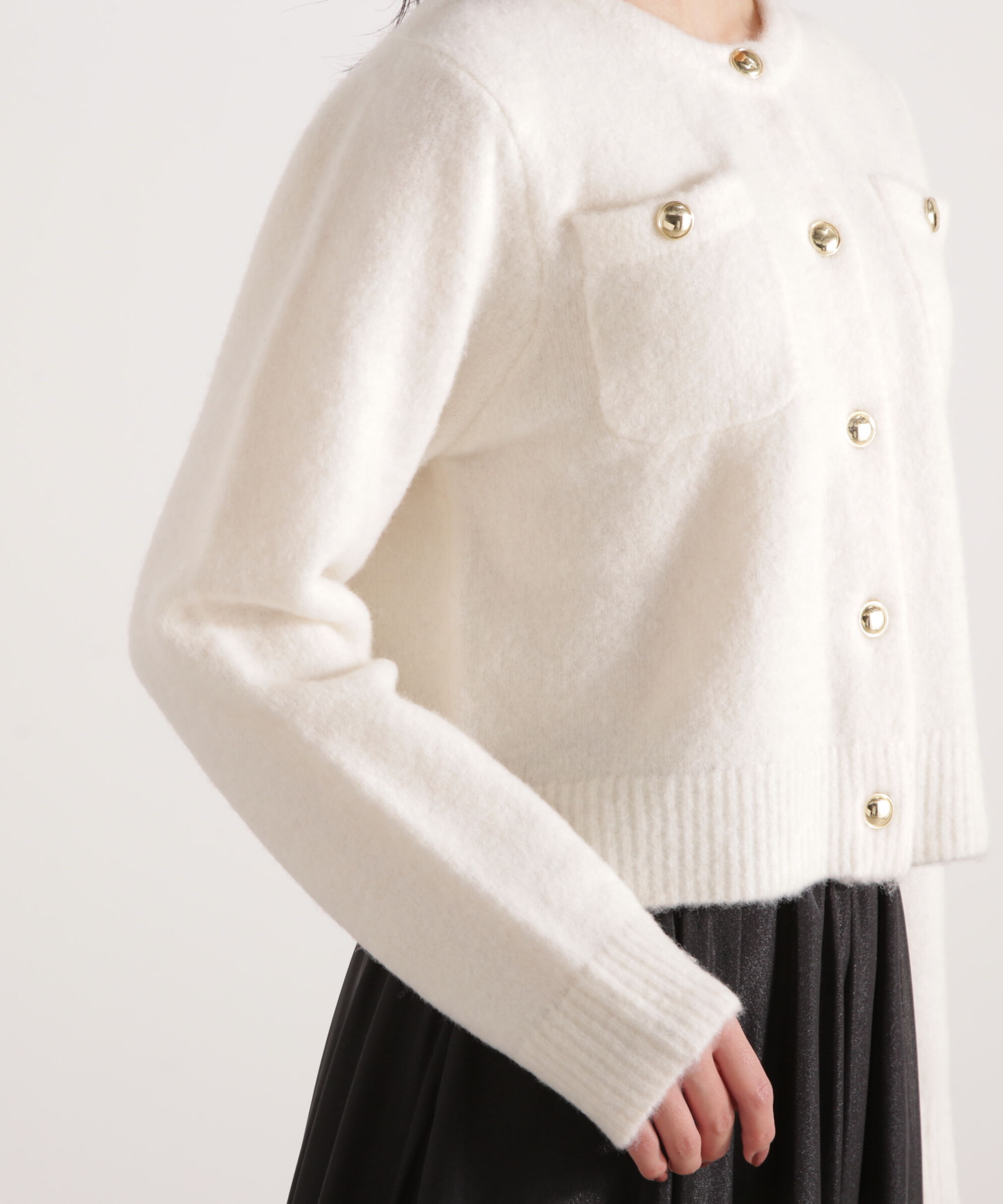 PROPORTION BODY DRESSING「釦POINTウール混カーディガン 25AW」|カーディガン|