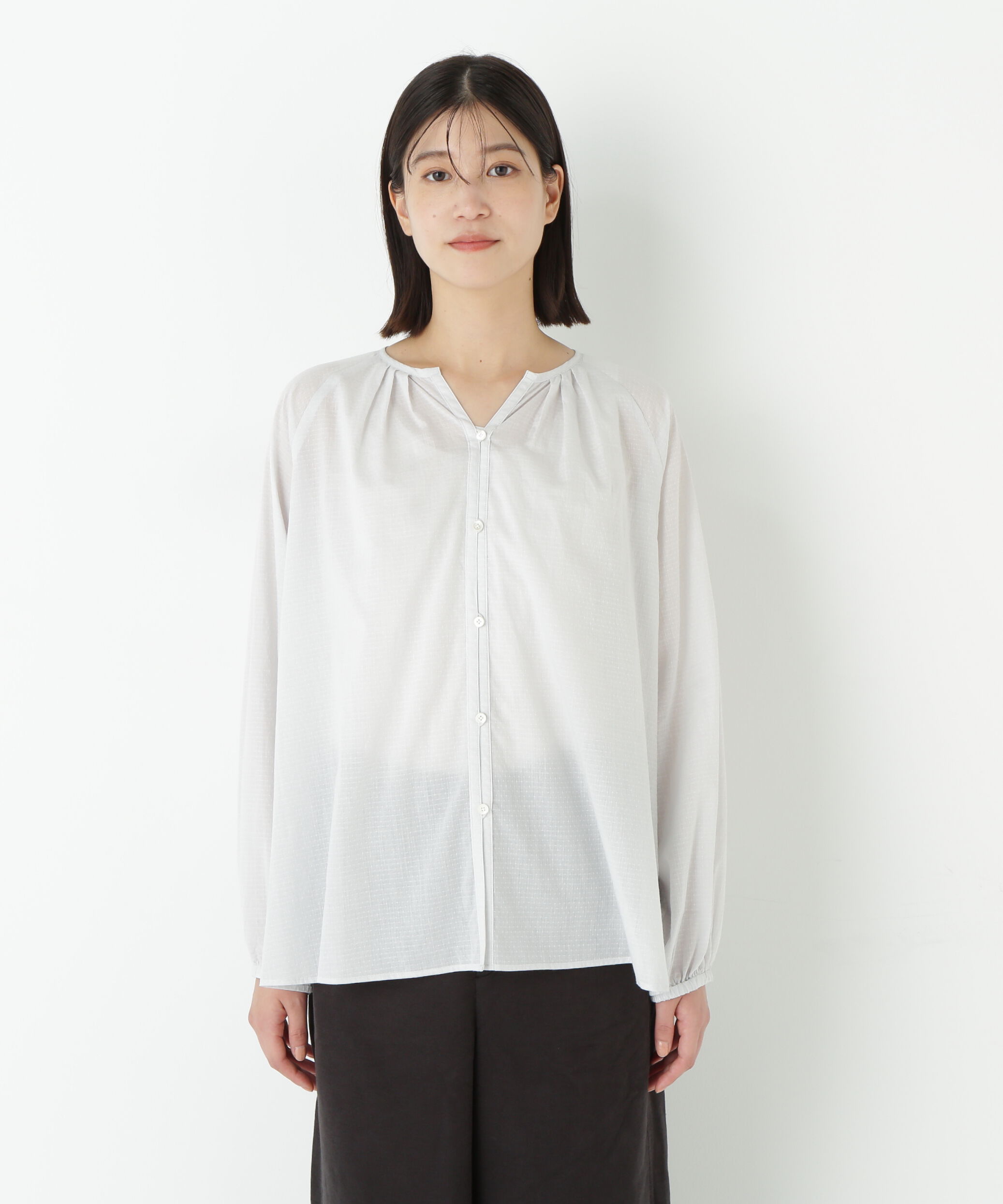  「◆ダイヤドットギャザーブラウス」|シャツ・ブラウス|