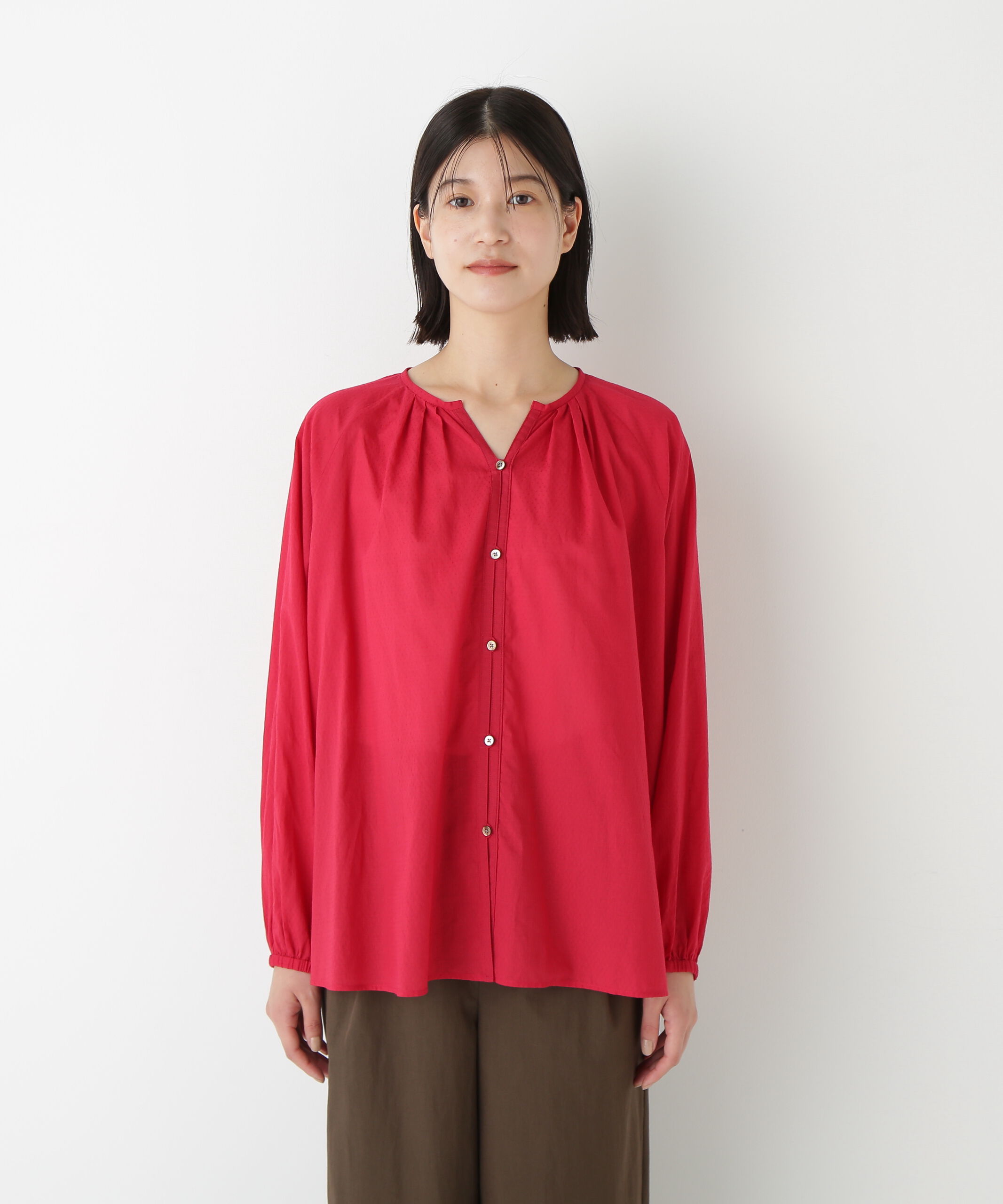  「◆ダイヤドットギャザーブラウス」|シャツ・ブラウス|